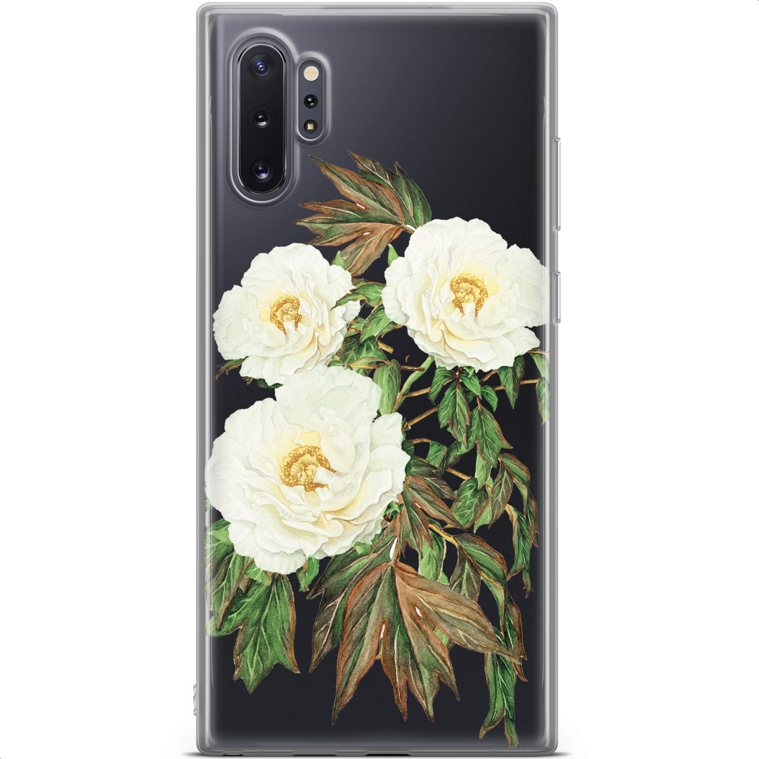 Samsung Galaxy S24 S23 Ultra S22 5G Plus S21 FE S20 S10 Phone Case - Floral Spring White Roses Design, Flexible Slim Silicone TPU Protective Cover | Perfect for Weddings, Everyday Use & Gift Giving