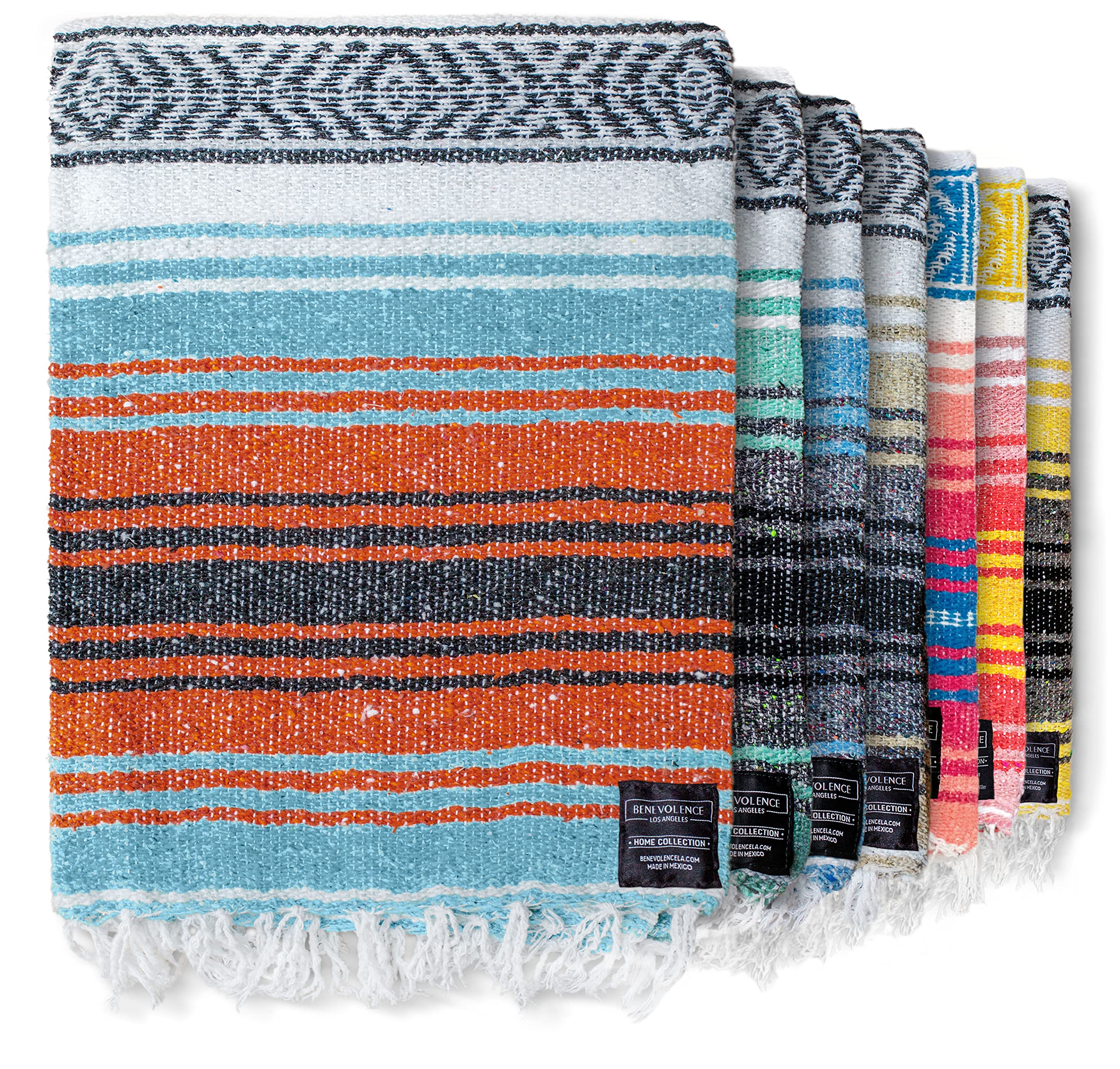 Authentic Mexican Serape Blanket - Handwoven Cotton Beach Blanket for Picnic, Yoga, Camping & Outdoor Activities | Rust Color Woven Throw for Car, Sofa & Home Decor