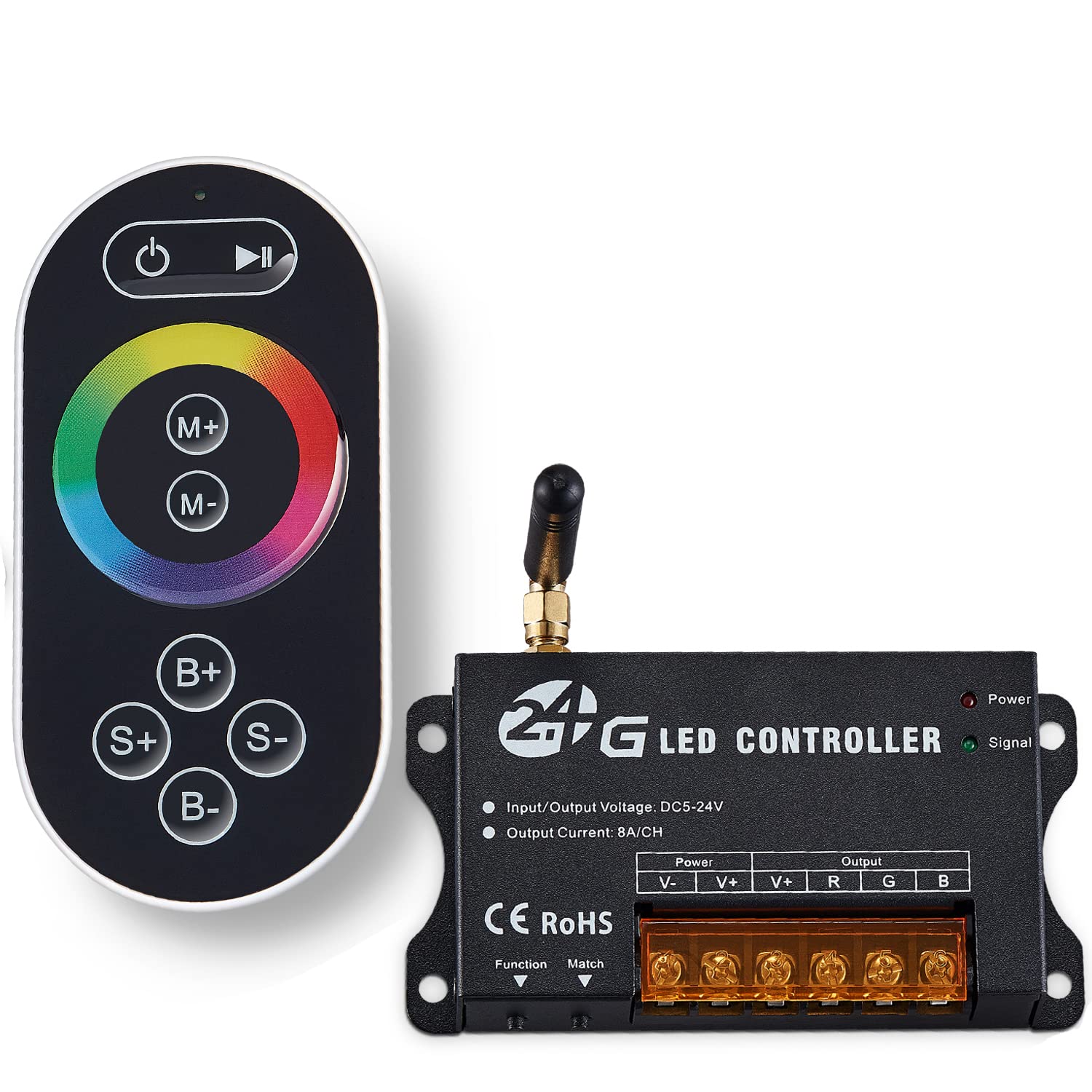 12V LED RGB Controller with Touch Remote - 288W Dimmer for Pool Lights & Strip Lights - Perfect for Home, Party, and Outdoor Lighting Decorations
