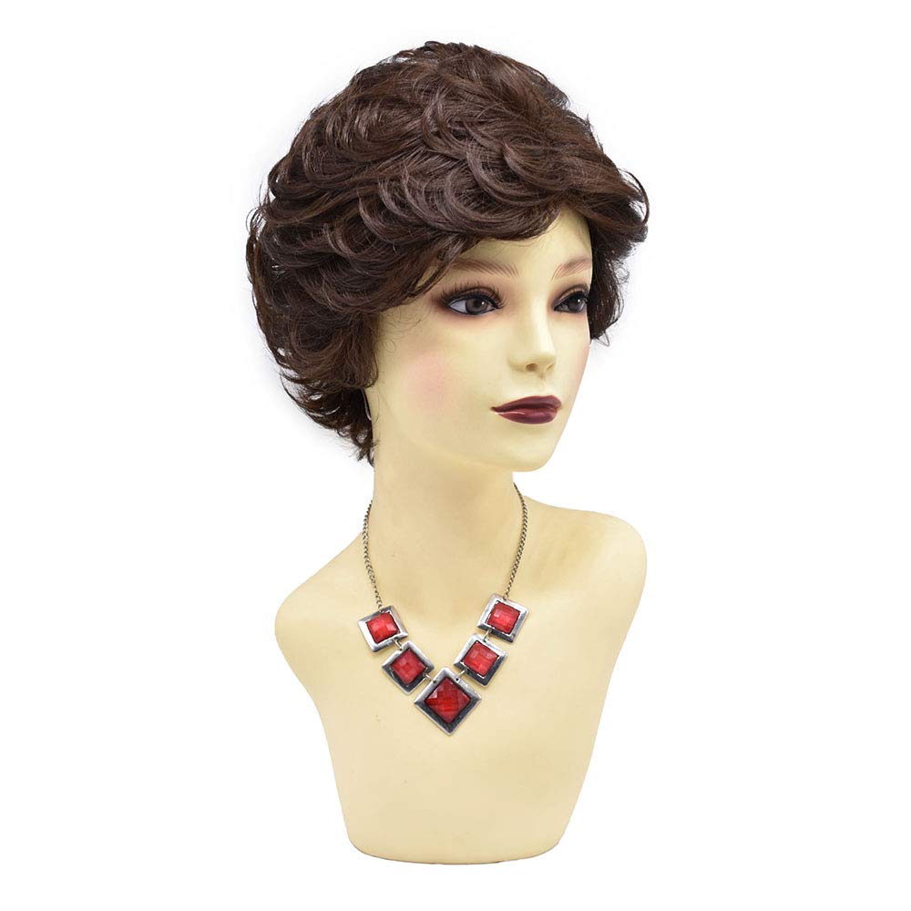 Natural Look Short Wavy Layered Wigs for Women - Premium Kanekalon Heat Friendly Lightweight Fashion Wig - 6# Dark Brown Mix Color (F603553) | Perfect for Cosplay, Daily Wear & Special Occasions