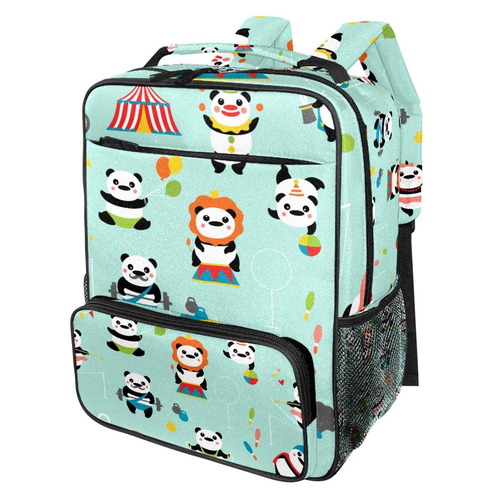 Stylish Panda Circus Canvas Backpack for Travel, School & Laptop - Cute Cartoon Printed Bookbag for Girls & Boys - Perfect for Daily Commute, College & Weekend Adventures