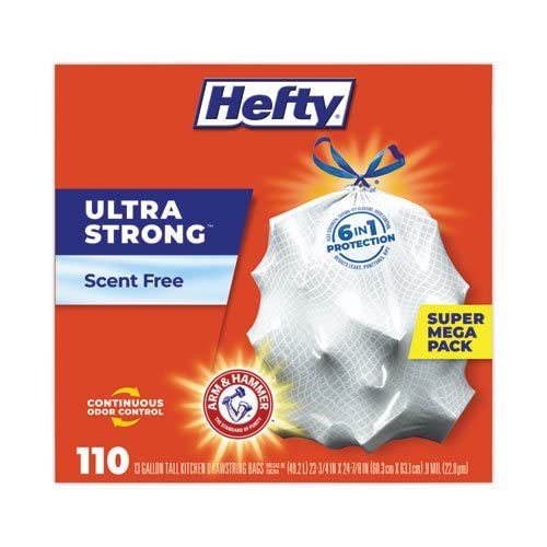 Hefty Ultra Strong Tall Kitchen Trash Bags - 13 Gallon, 0.9 Mil Thickness, 23.75