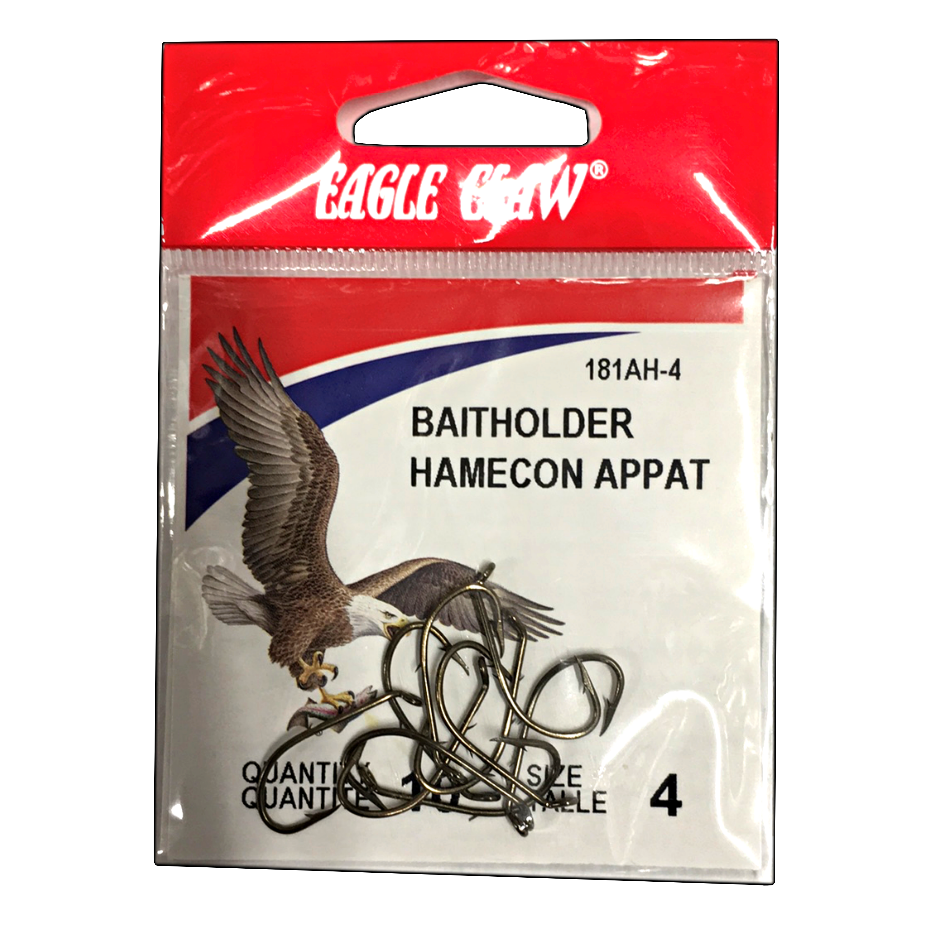 Eagle Claw 181AH Baitholder Fishing Hooks - Sharp Stainless Steel Hooks for Freshwater & Saltwater Fishing, Perfect for Live Bait Fishing with Worms, Minnows or Leeches