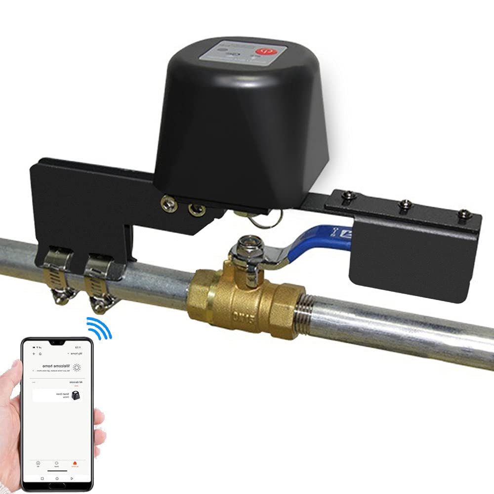 Smart WiFi & Bluetooth Water/Gas Shut Off Valve Controller - Remote Control Wireless Automatic Valve Compatible with Alexa & Google Assistant - Perfect for Smart Home, Leak Prevention & Sprinkler Systems