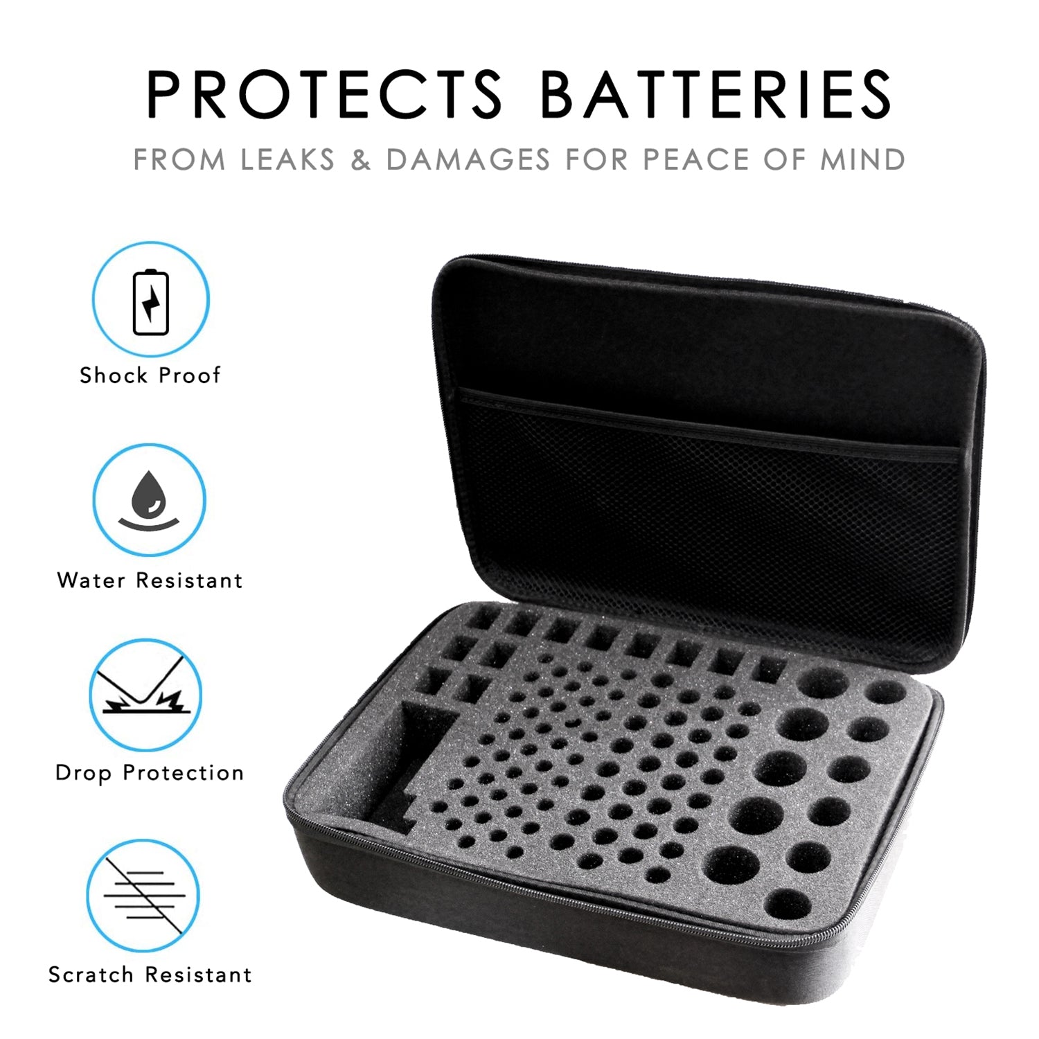 MaximalPower Battery Storage Organizer Case - Holds AA AAA C D 9V Batteries (Batteries Not Included) - Perfect for Home, Office & Emergency Kits