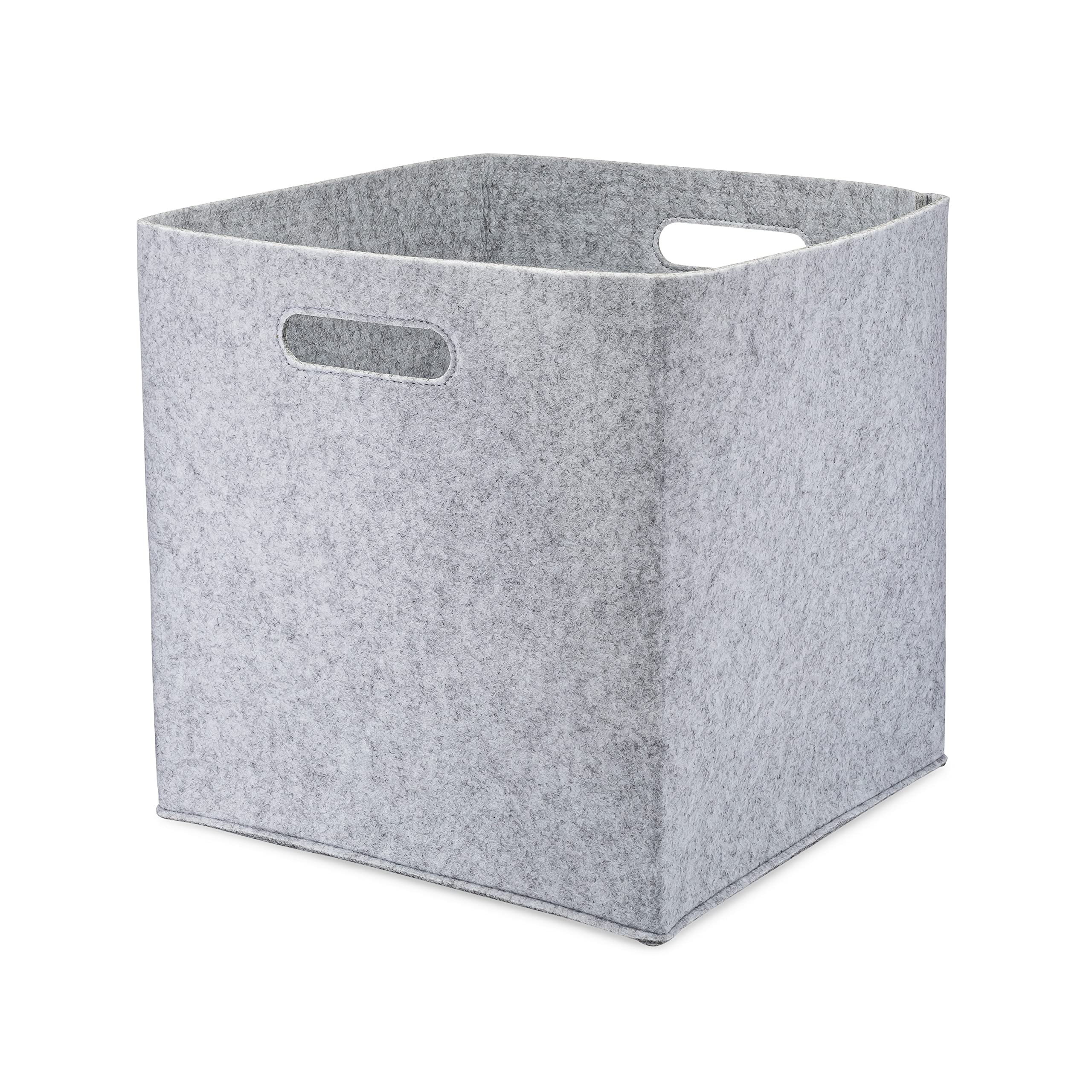 Parker Baby Felt Foldable Storage Cube Bin - 13 Inch Nursery Organizer for Clothes, Toys & Baby Essentials | Gray Storage Baskets for Nursery, Playroom & Closet Organization | Foldable Fabric Toy Bin with Handles