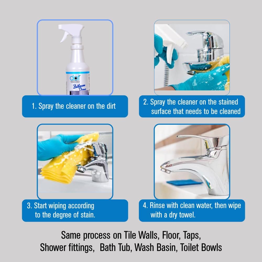 **DOT Tough Lime Scale & Hard Water Stain Remover Spray (400ml) – Bathroom & Kitchen Cleaner for Taps, Faucets, Basins, Showers, Floor Tiles & Stainless Steel Sinks – No Black Marks – Perfect for Daily Cleaning & Deep Stain Removal**