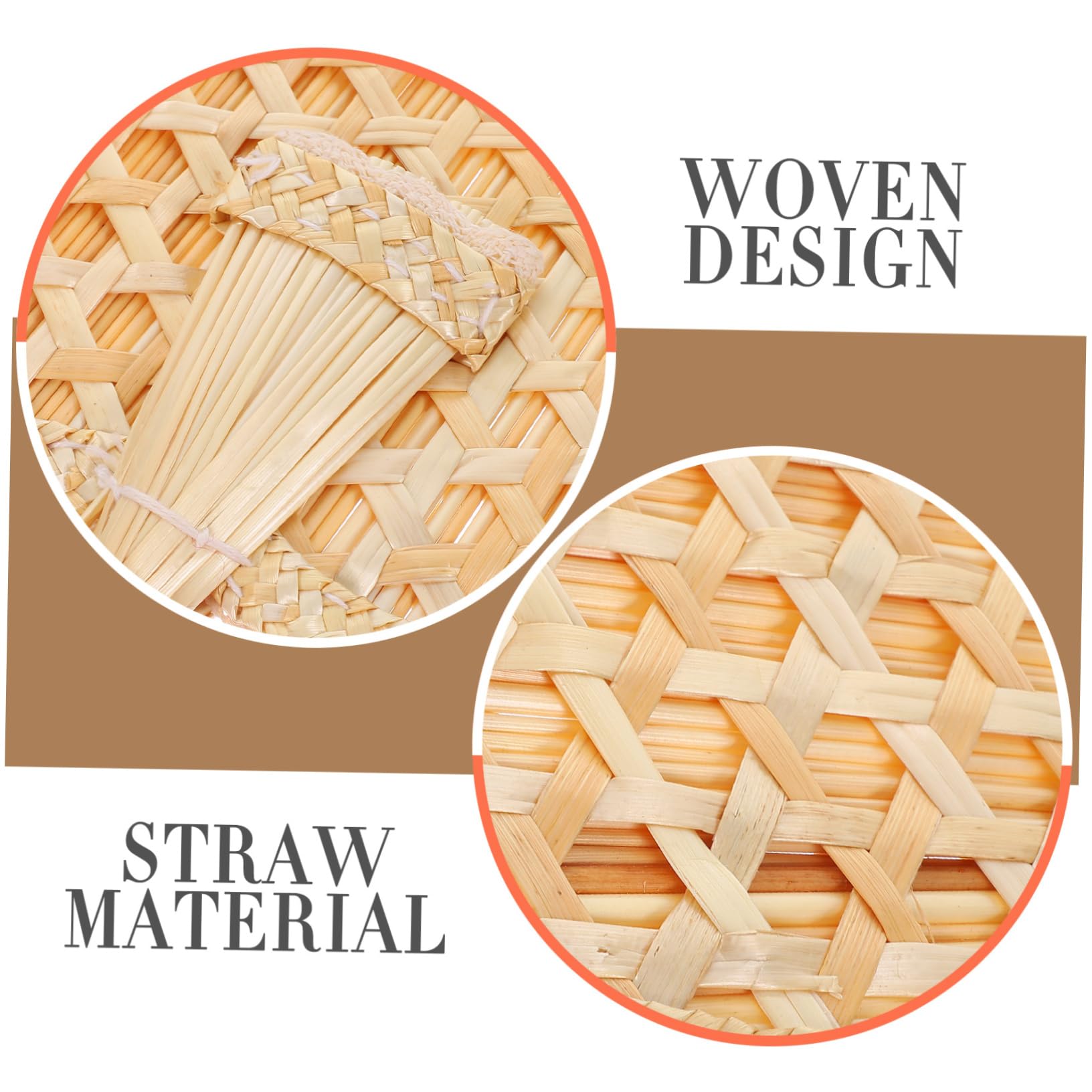 ABOOFAN Natural Hand Fan - Chinese Woven Straw Handheld Cooling Fan with Handle for Wedding, Photo Props & Summer Outdoor Use
