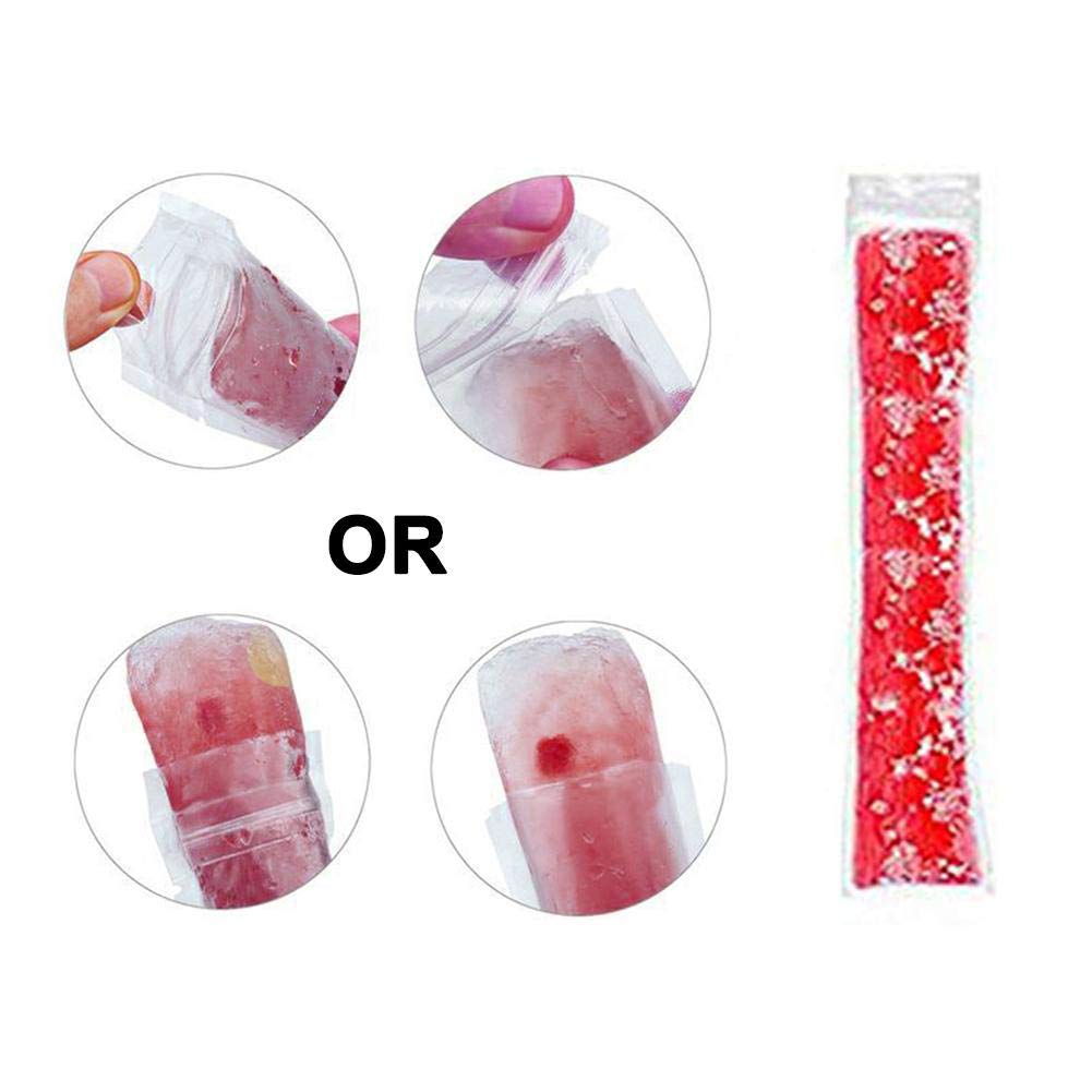 BPA-Free Disposable Ice Popsicle Bags with Zip Seals - 100 Pack Includes 4 Popsicle Holders & 1 Silicone Funnel for Kids | Perfect for Homemade Frozen Treats, Summer Snacks, and Party Favors