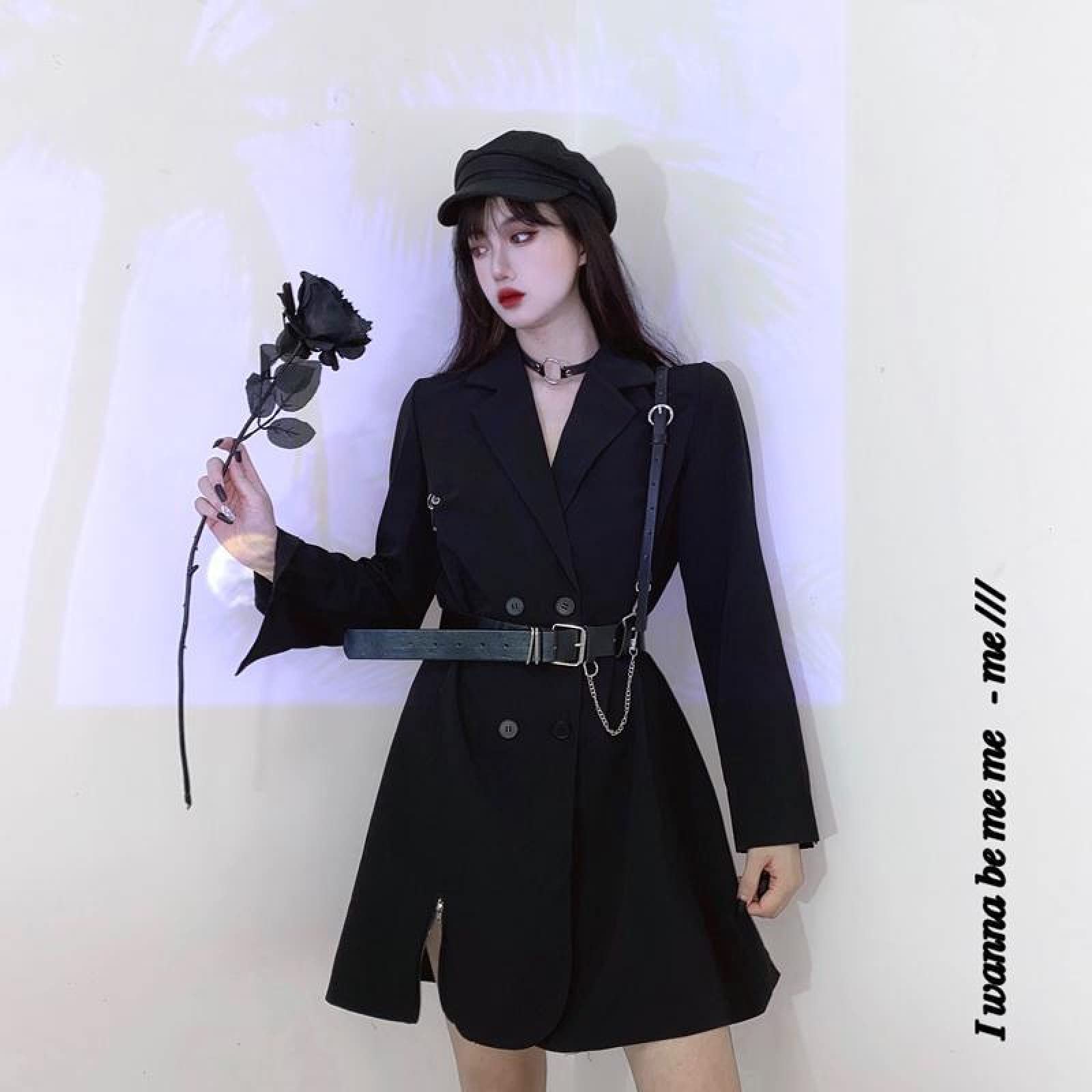 Gothic Punk Dress for Women - Harajuku & College Style Black Lace Dress | Perfect for Halloween, Cosplay, and Alternative Fashion Outfits