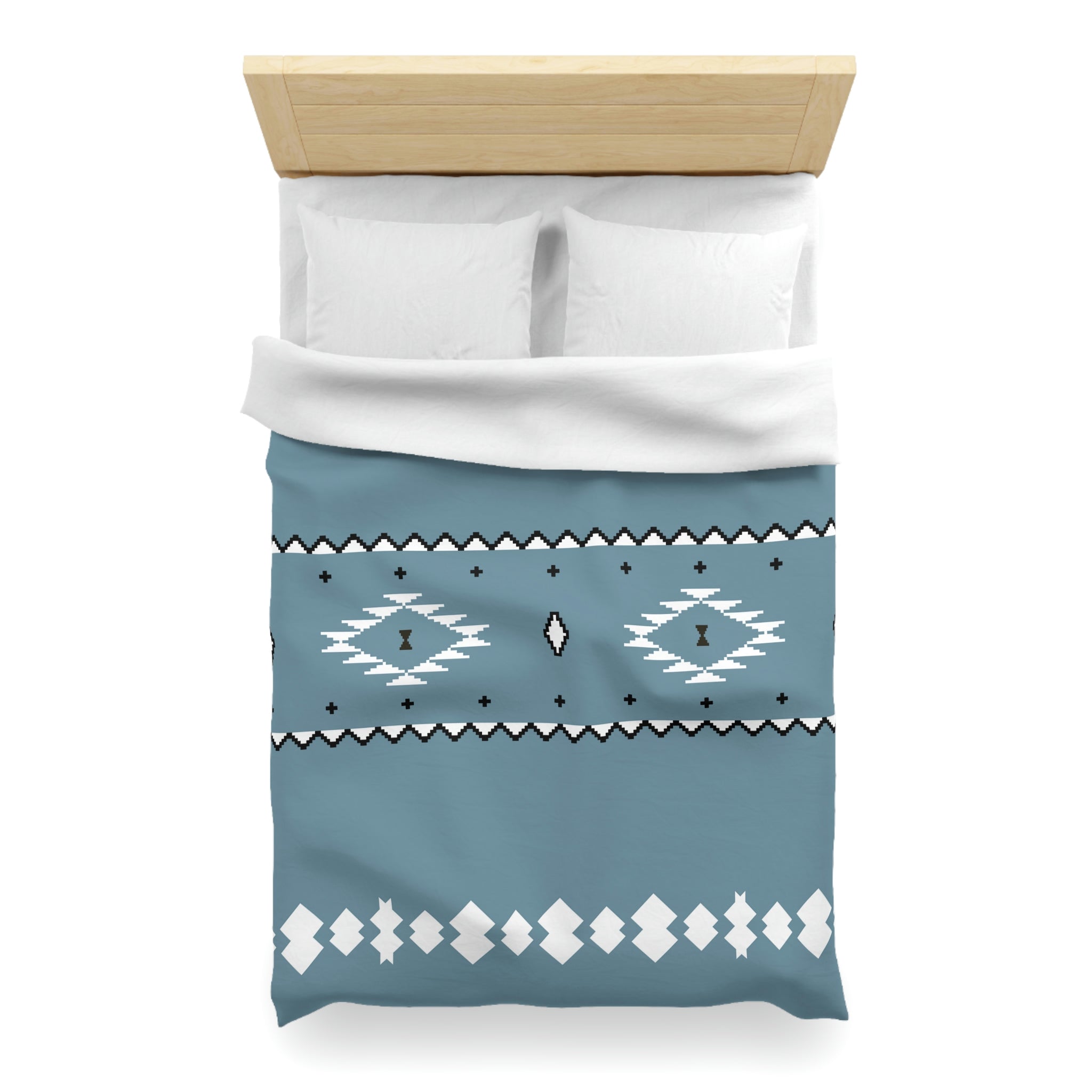 Premium Microfiber Duvet Cover Set - Soft Blue Sky Southwestern Pattern - Polyester Bedding with Invisible Zipper - Queen/King/Cal King Sizes - Perfect for Guest Rooms & Master Bedrooms