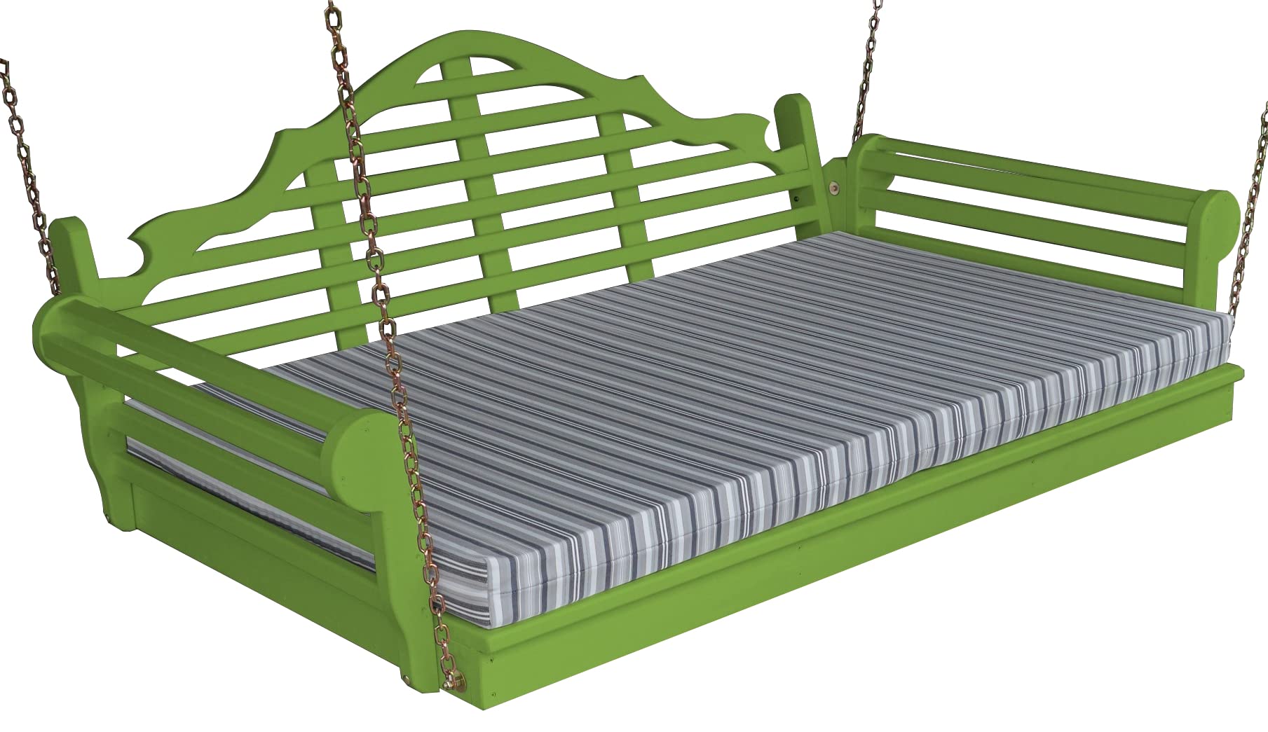 Furniture Barn USA 5ft Pine Wood Marlboro Swing Bed in Lime Green - Perfect for Outdoor Patio, Garden, and Backyard Relaxation
