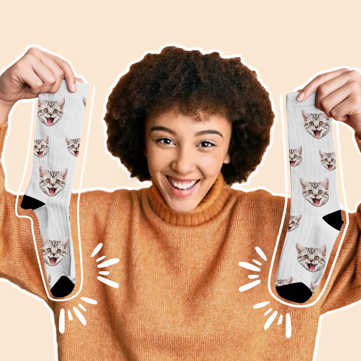 ShineSand Custom Pet Lovers Face Socks - Personalized Dog Cat Socks for Women & Men - Unique Gift for Animal Lovers - Perfect for Holidays, Birthdays & Matching Couple Outfits