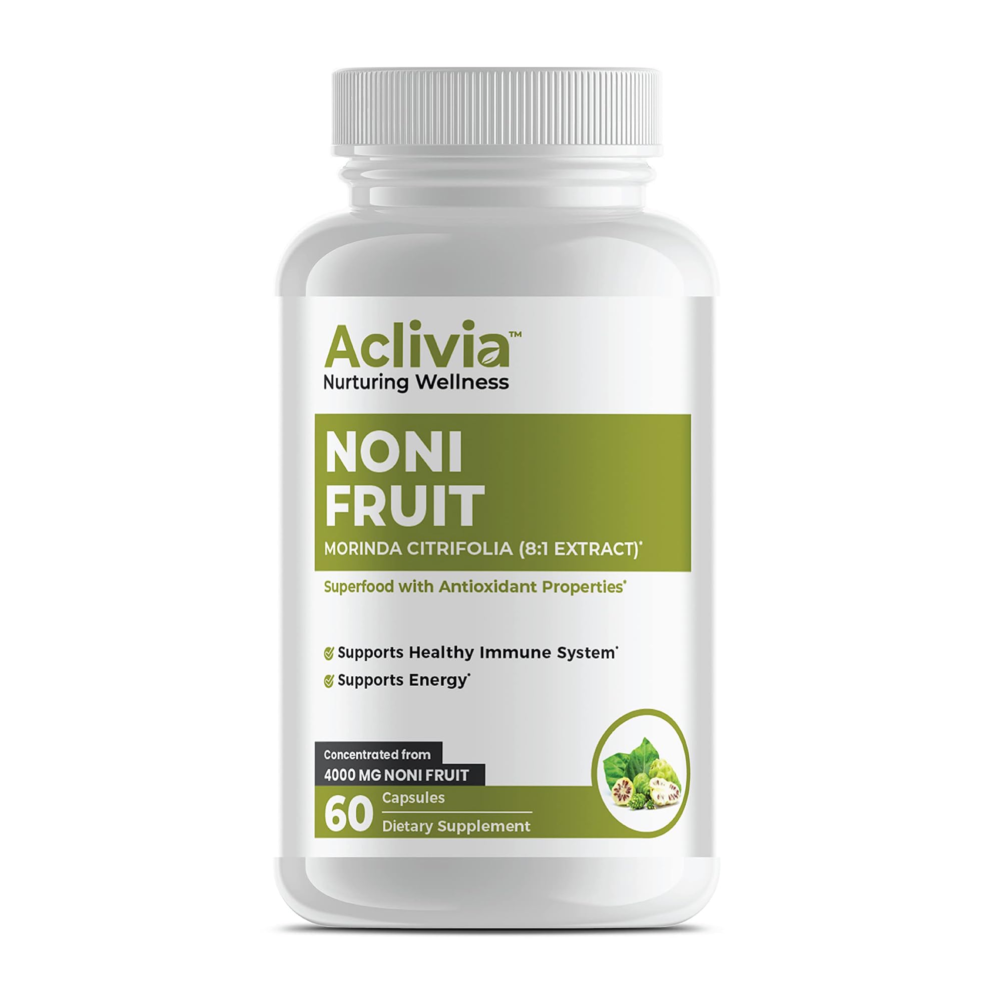 Organic Hawaiian Noni Fruit Capsules 4000mg - Pure Morinda Citrifolia Supplement for Immune Support - Non-GMO, Gluten-Free, Vegan, Made in USA (60 Capsules) - Boost Energy & Wellness Naturally
