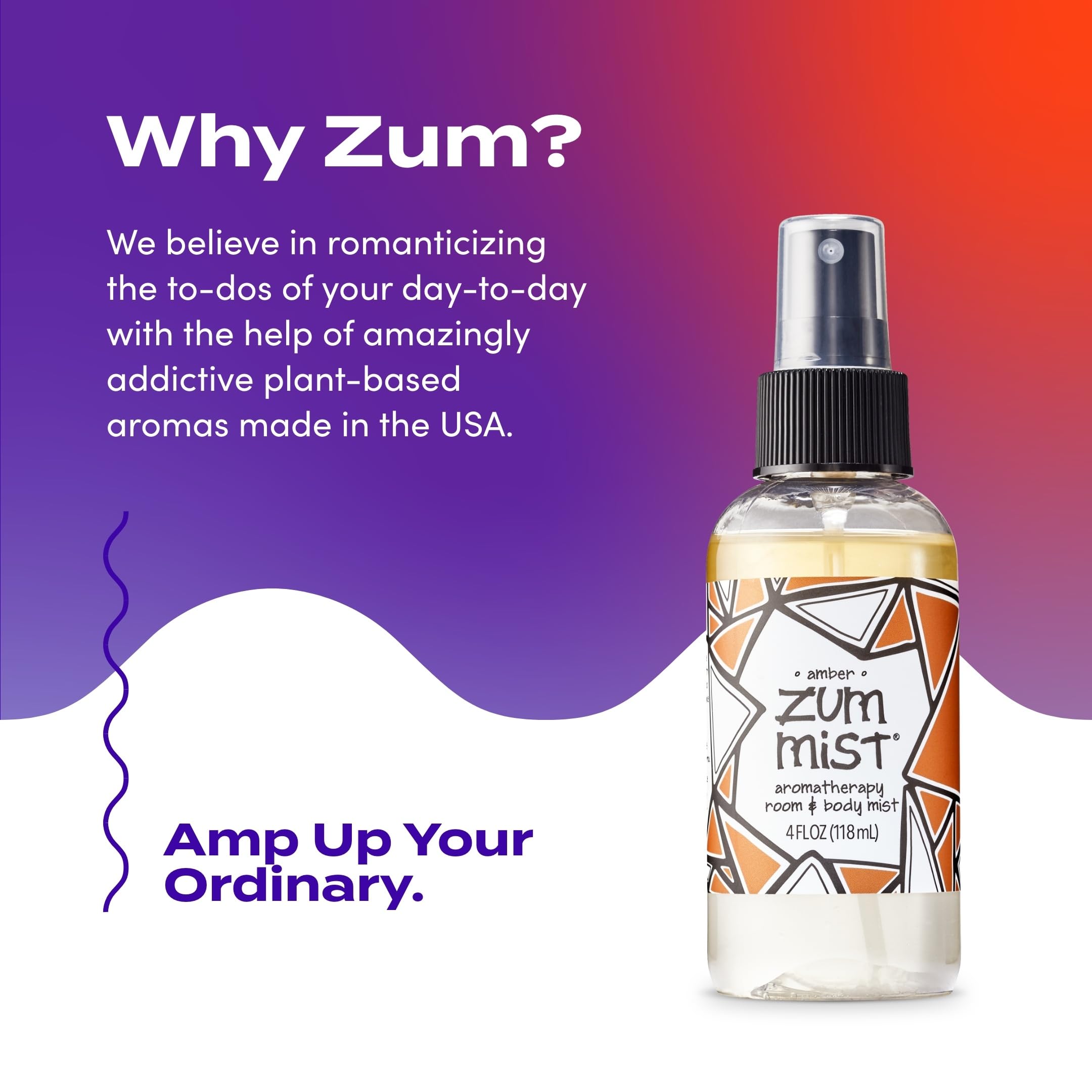 Zum Indigo Wild Aromatherapy Mist Spray - Natural Essential Oil Body & Room Spray in Amber Scent - 4 fl oz (Pack of 2) - Perfect for Home Relaxation, Yoga Sessions & Stress Relief