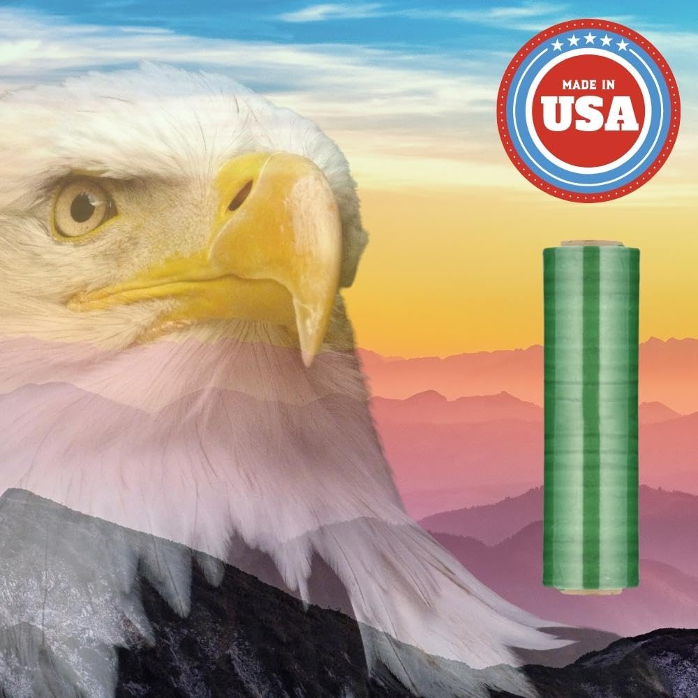 MMBM Green Stretch Wrap - 20 Inch x 5000 Feet, 80 Gauge Plastic Cling Film Roll (1 Pack) for Pallet Wrapping & Color Coding | Heavy-Duty Industrial Packaging, Warehouse & Shipping Supplies