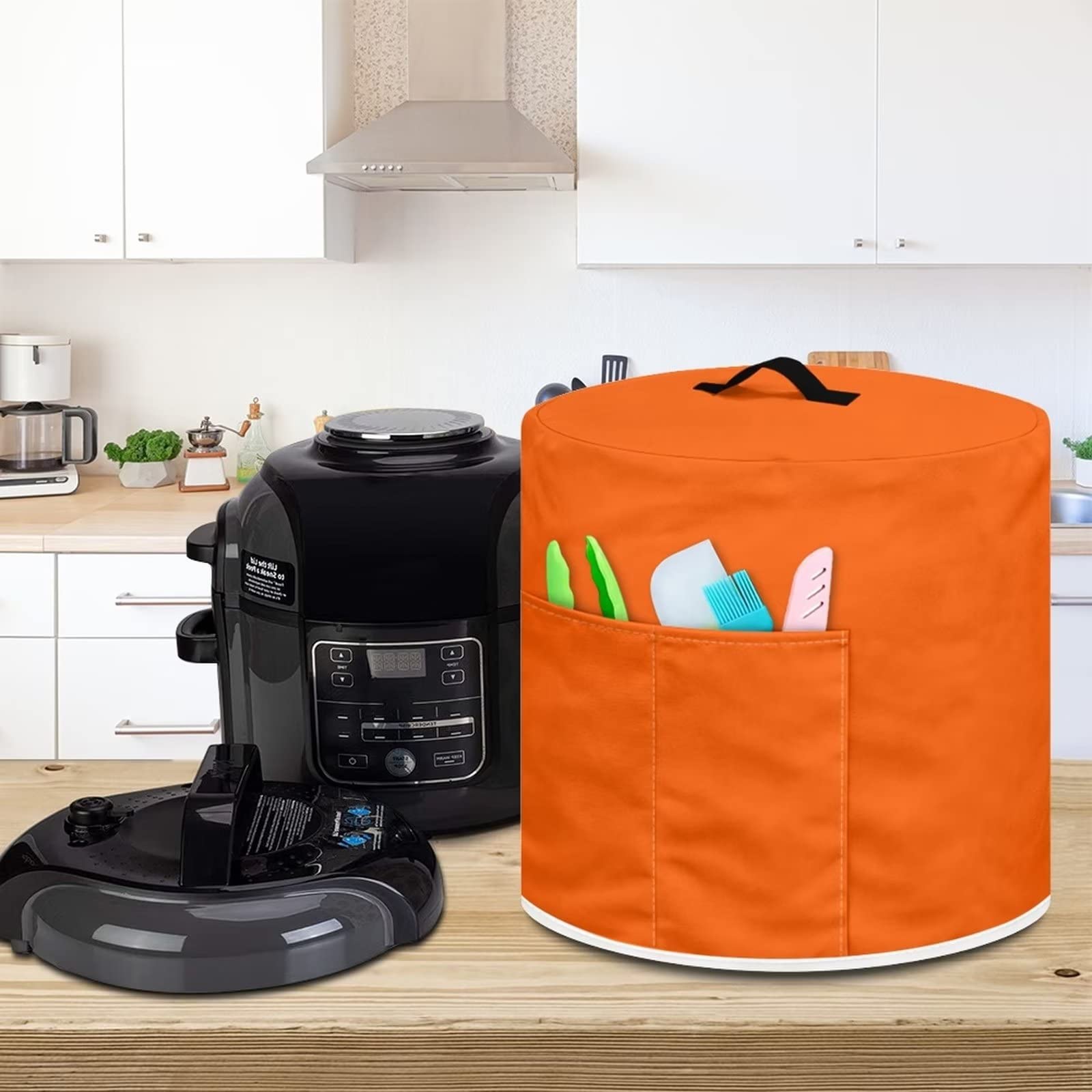 8 qt Orange Round Pressure Cooker Cover - Dust Protection for Pressure Cookers, Rice Cookers, Air Fryers, Toasters & Ovens | Perfect for Kitchen Storage & Appliance Protection