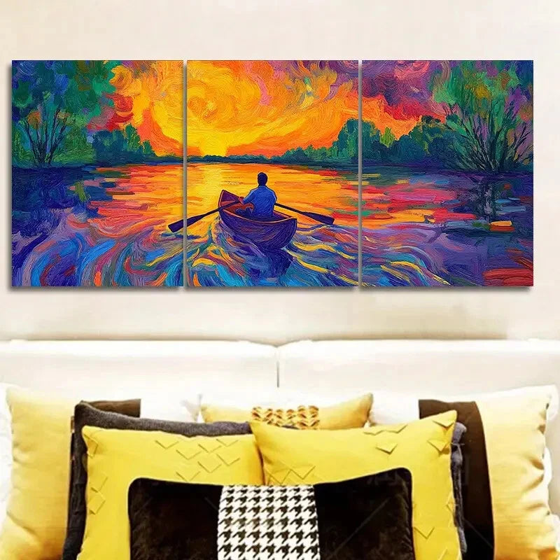 3-Piece Abandoned Lake Nature Wall Art Set - Framed Canvas Prints 40x60cm (16x24in) - High Quality Australian Made Wall Decor for Living Room, Bedroom & Office - Ready to Hang Landscape Paintings
