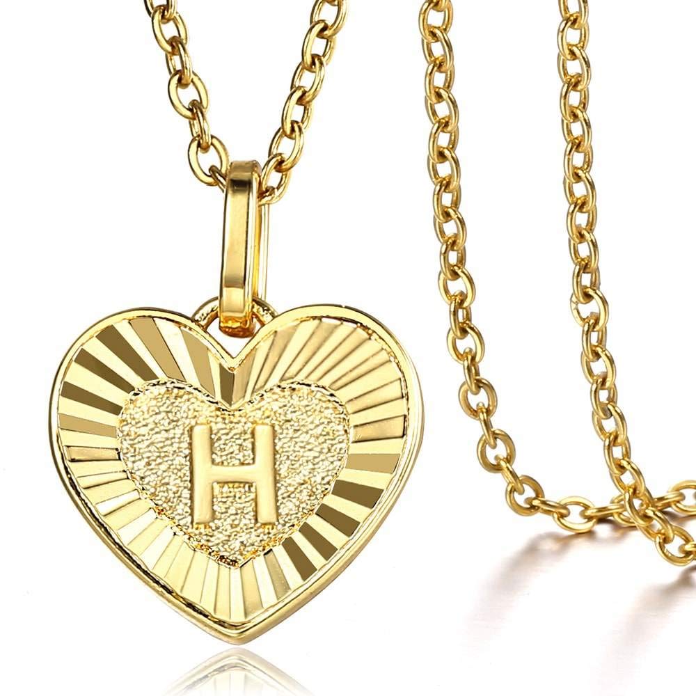 Trendy Gold Plated Women's Initial Necklace - Personalized A-Z Heart Pendant with Rolo Chain | Perfect Gift for Her, Birthday, Anniversary & Everyday Wear