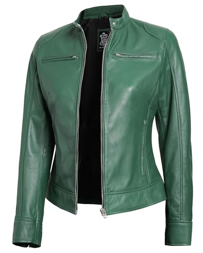Dodg Green Leather Jacket Women