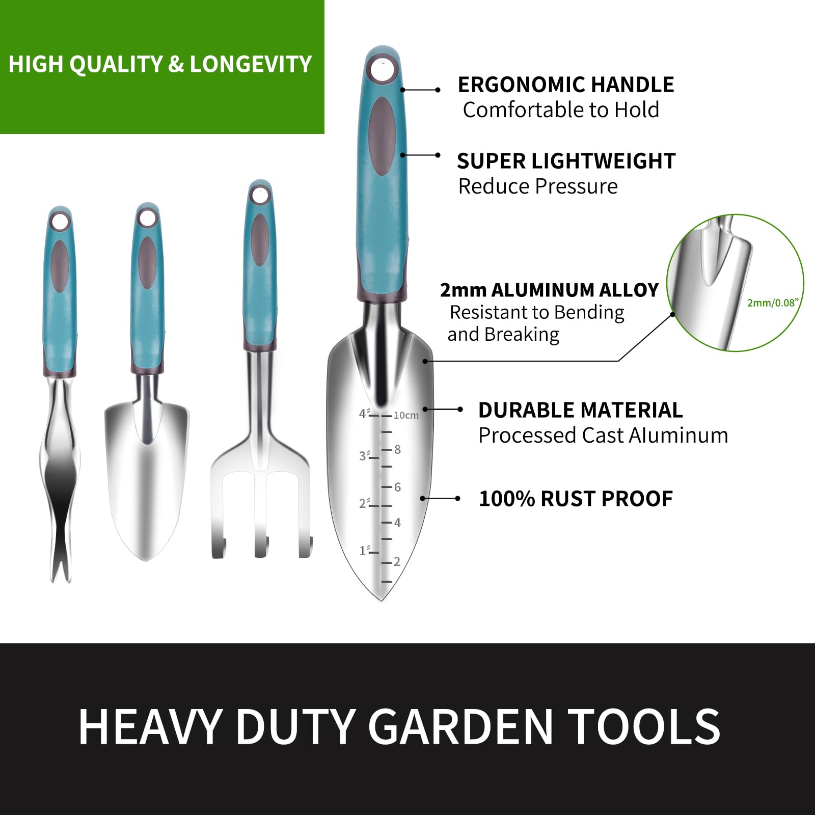**9-Piece Heavy Duty Garden Tool Set with Durable Tool Bag - Rust-Proof Aluminum Gardening Supplies for Women & Men - Perfect for Planting, Weeding, and Landscaping**