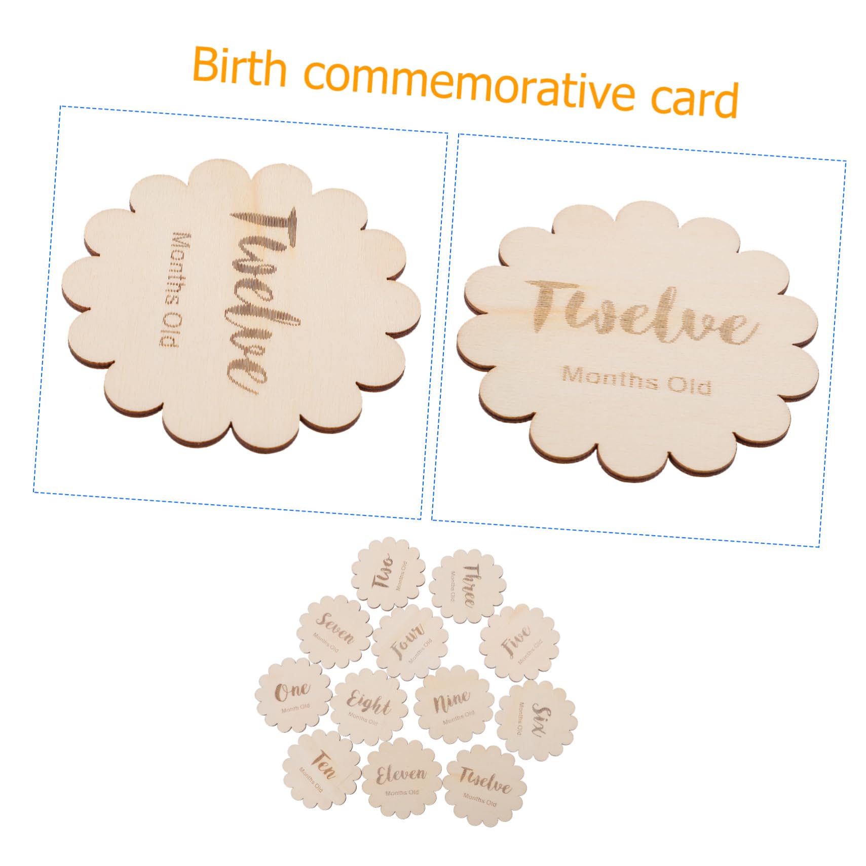 Totority 12Pcs Wooden Baby Full Month Commemorative Cards - Newborn Birth Month Keepsake for Birthday Celebrations, Baby Showers & Nursery Decor