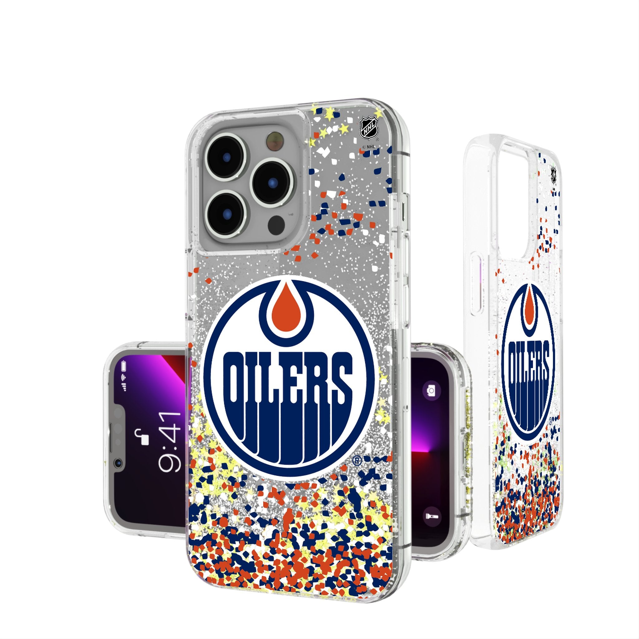 Edmonton Oilers Glitter Confetti Phone Case for iPhone & Samsung - Stylish Protective Cover for Hockey Fans, Game Day & Everyday Use