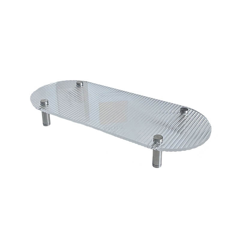 Stylish Grooved Acrylic Decorative Tray - Modern Serving Tray for Dining Table, Coffee Table, Vanity & Home Decor - Perfect for Parties, Bathroom Organizer & Gift Giving