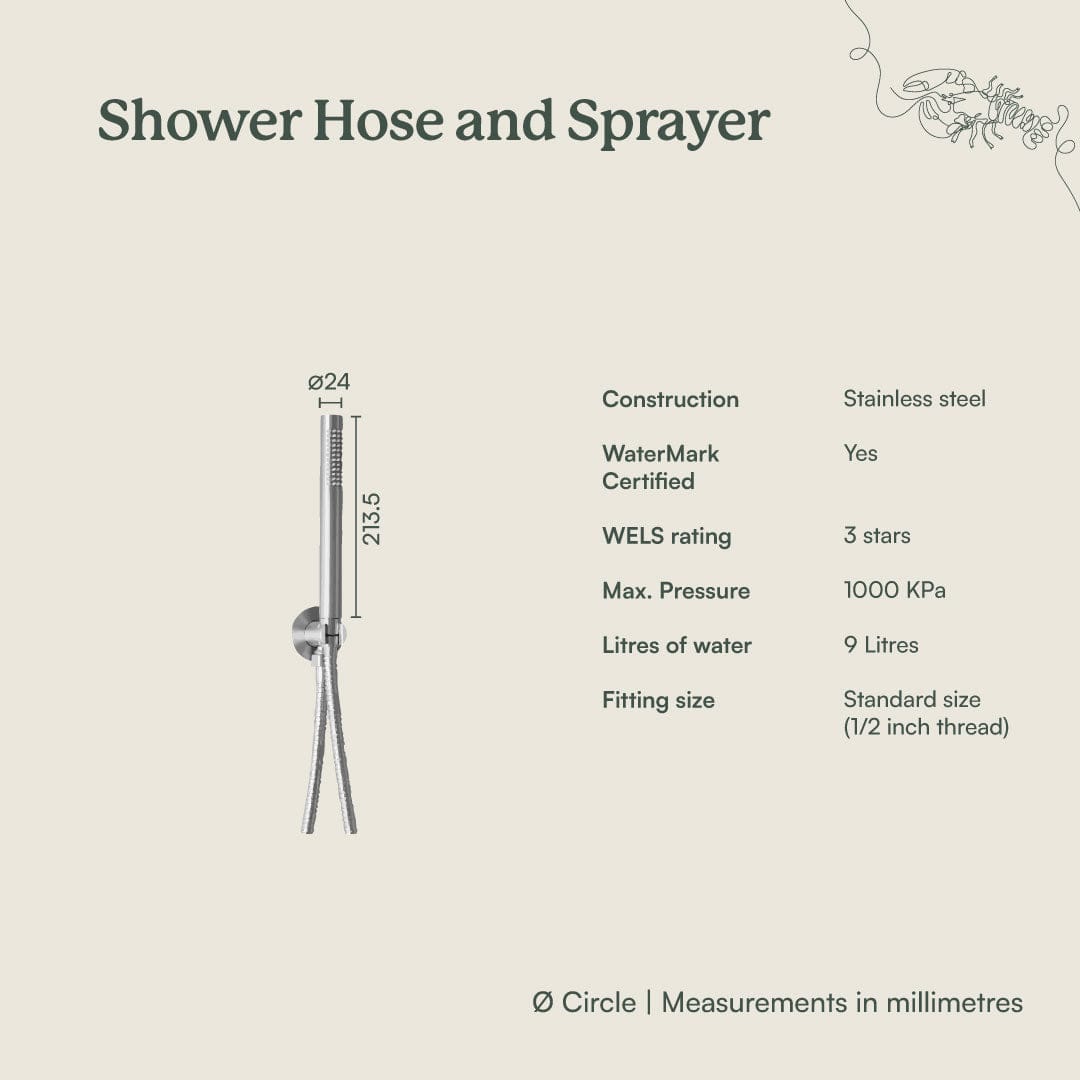 Premium Brushed Nickel Shower Hose with Sprayer - High Pressure Flexible Metal Shower Hose for Bathroom, Spa & RV Use