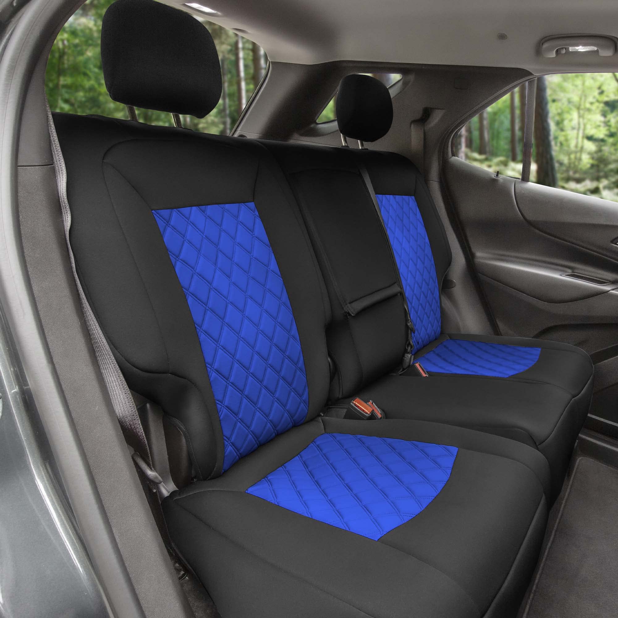 Premium Custom Fit Car Seat Covers for 2018-2024 Chevy Equinox - Water Resistant Neoprene Rear Seat Covers (Blue) - Perfect for Road Trips, Daily Commutes & Pet Protection