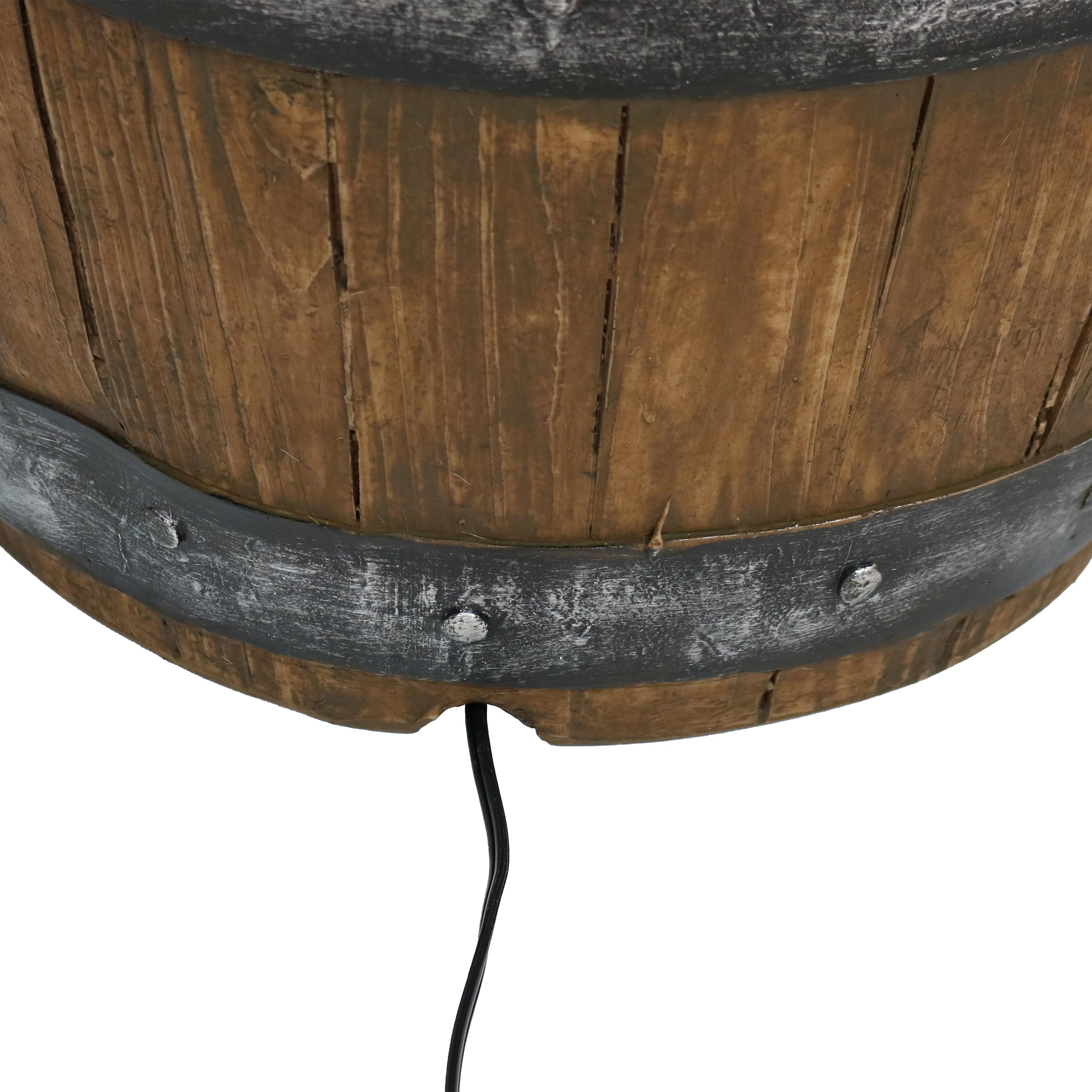 Sunnydaze Spiraling Barrel Outdoor Water Fountain with LED Lights - 25