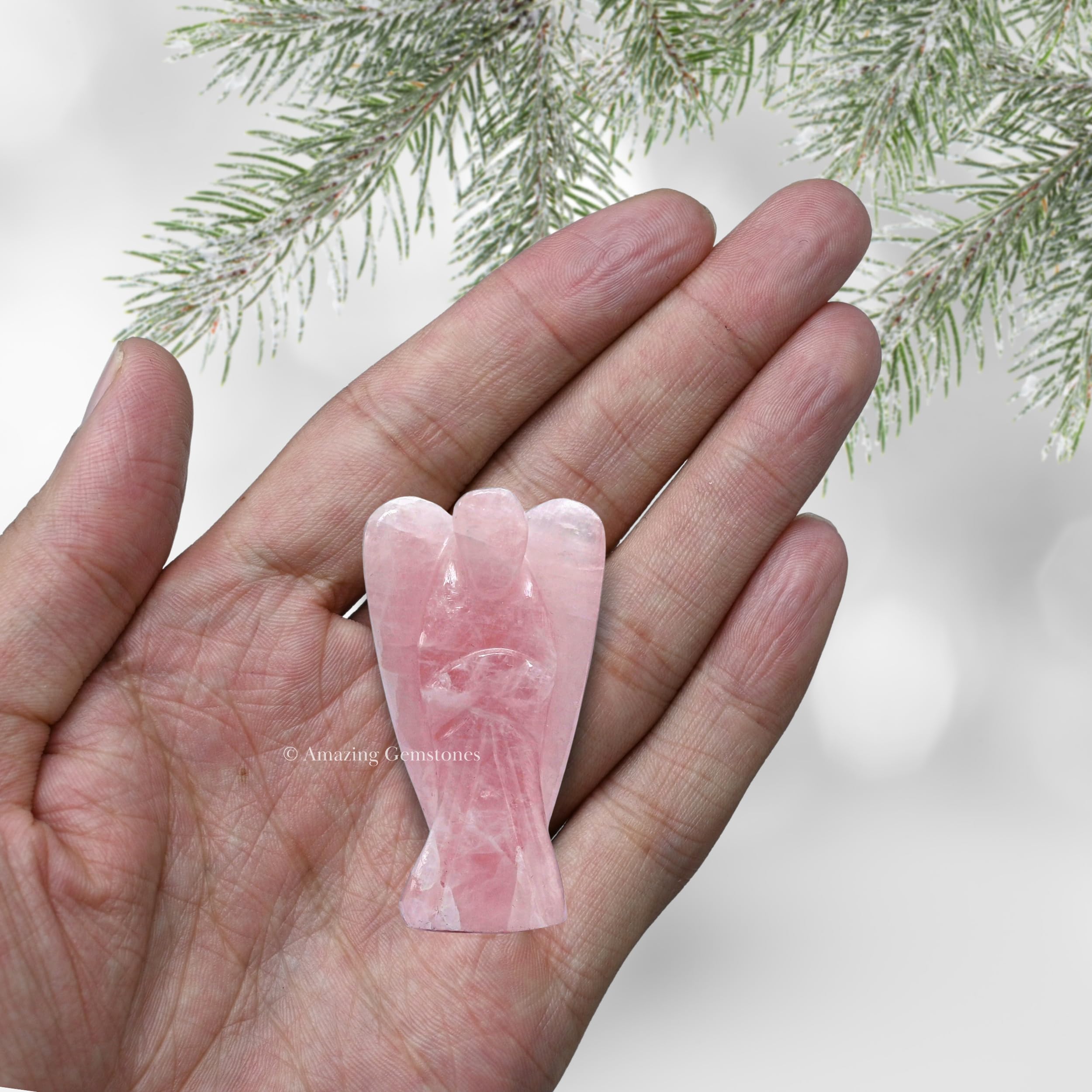 Rose Quartz Angel Figurine - 2 Inch Healing Crystal Pocket Guardian Angel for Protection, Love & Positive Energy | Perfect for Home Decor, Meditation & Gifts