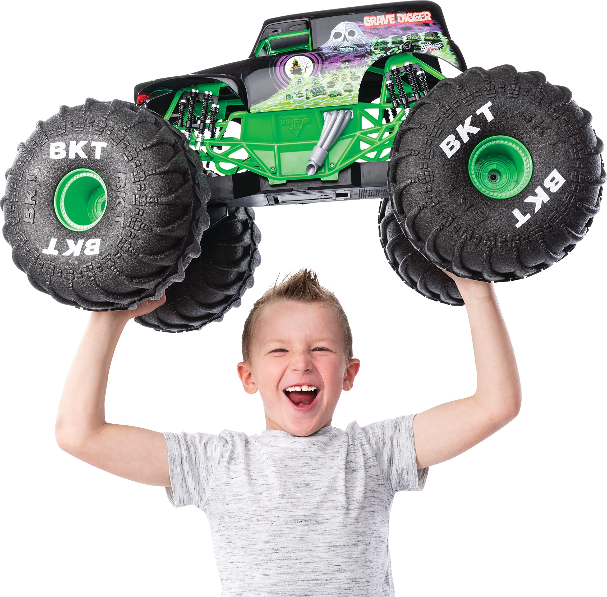 Monster Jam Official Mega Grave Digger 1:6 Scale All-Terrain RC Monster Truck with LED Lights - Remote Control Off-Road Vehicle for Kids & Adults, Perfect for Backyard Racing & Indoor Play