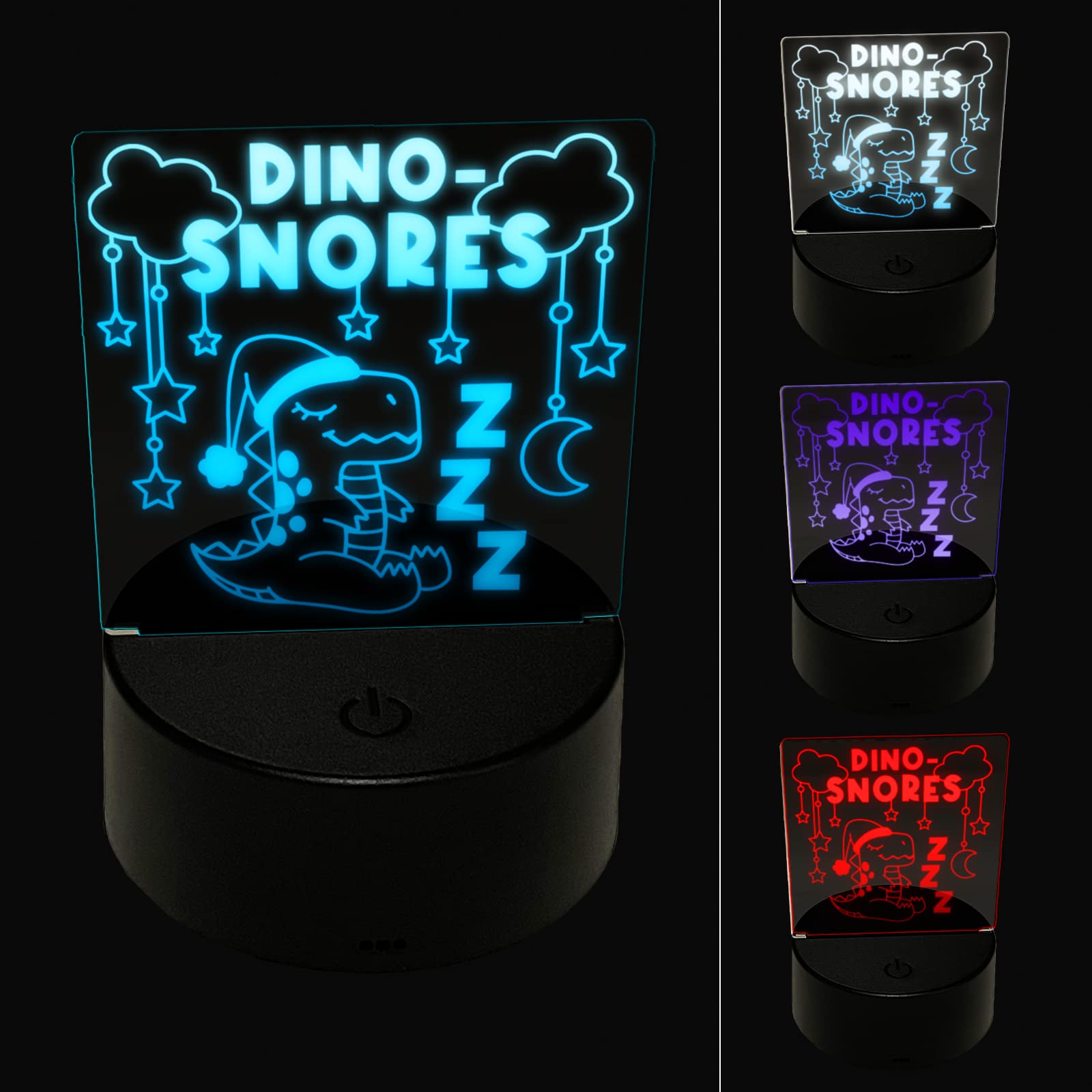 Sniggle Sloth Sleeping Dino Snores Dinosaur 3D Illusion LED Night Light - Cute Desk Lamp for Kids Room, Nursery & Bedside - Perfect Nightstand Light for Bedrooms, Dorm & Home Decor
