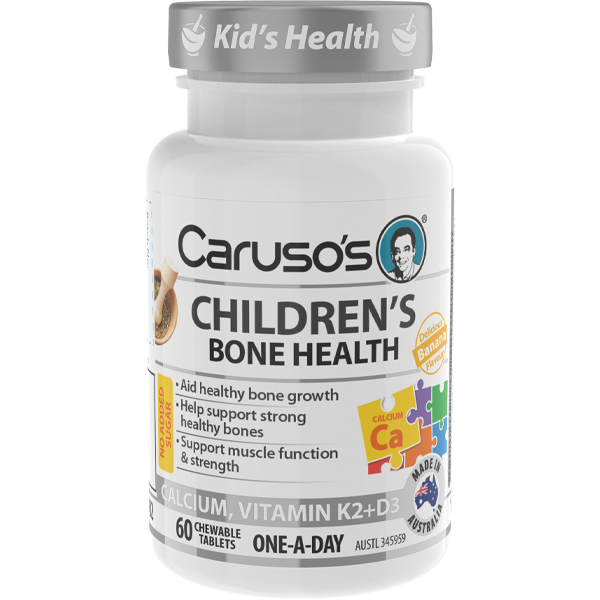 CARU Kids Calcium Gummy Bears - 60 Count | Delicious Strawberry Flavor | Supports Strong Bones & Teeth Growth | Perfect for School Lunches & After-School Snacks