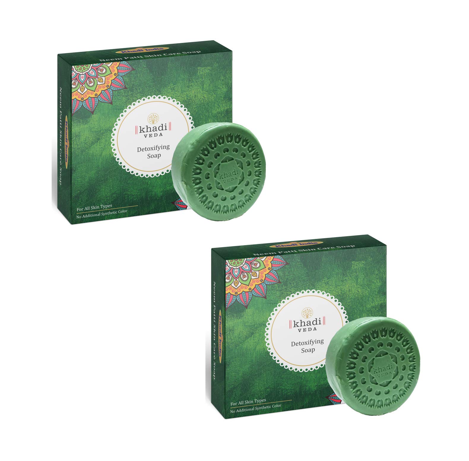 Khadi Veda Neem Patti Detoxifying Skin Care Bath Soap - 100gm Each (Pack of 2) | Natural Ayurvedic Cleanser for Acne, Oily & Sensitive Skin | Perfect for Daily Face & Body Wash Routine