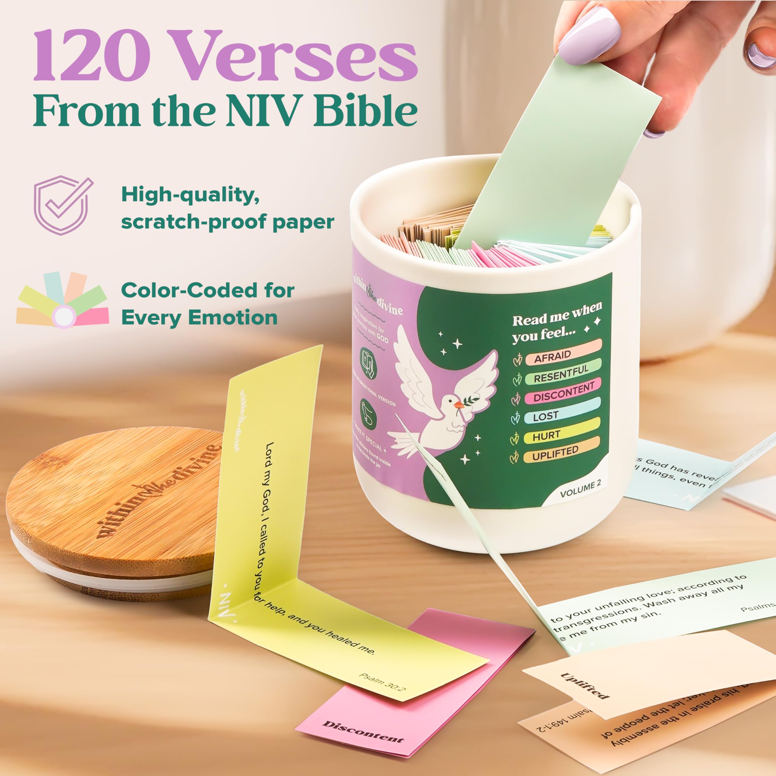 Bible Verse Prayer Jar - 120 Color-Coded Inspirational Scripture Cards for Christian Devotion, Perfect Easter Gift for Women & Men | Daily Encouragement, Bible Study & Faith Building
