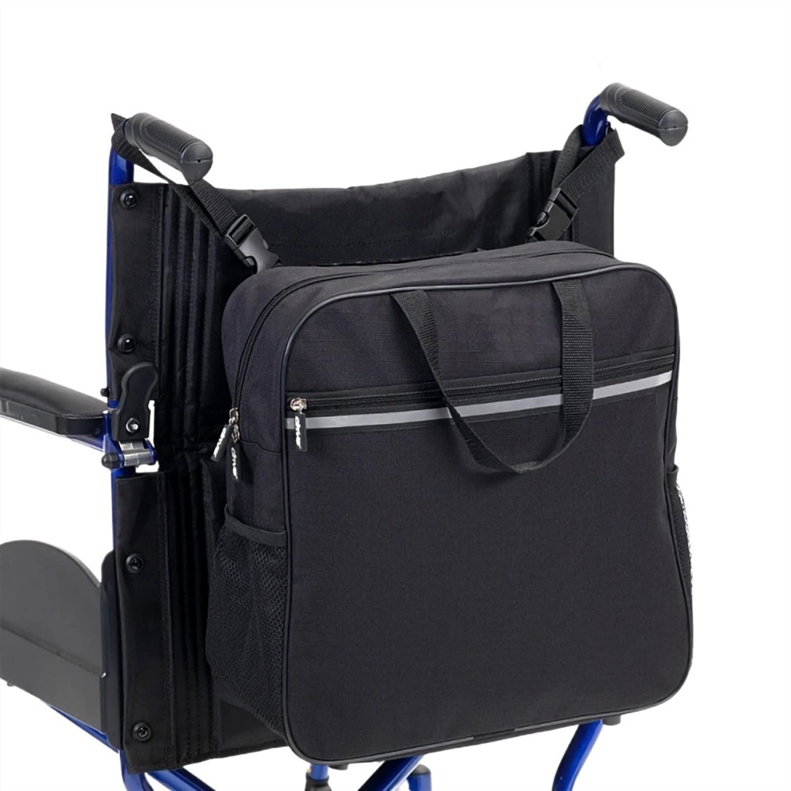 ENDFF Heavy-Duty Wheelchair Side Bag - Armrest Pouch Organizer with Phone Pocket for Walkers & Scooters - Universal Mobility Device Accessory (Black) - Perfect for Daily Essentials Storage & Easy Access While Traveling