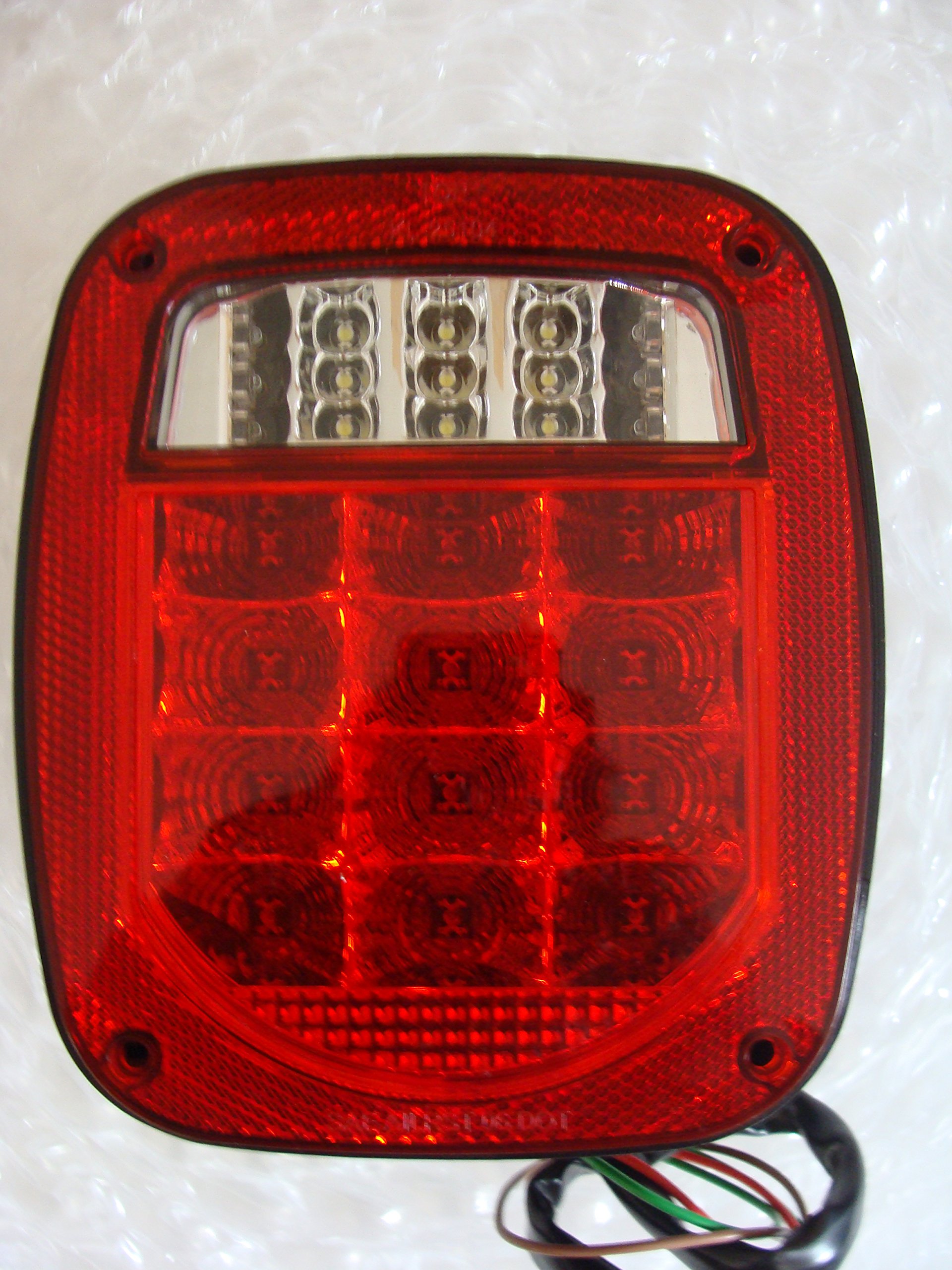 Jeep LJ TJ CJ YJ Truck & Trailer Replacement LED Tail Lights - Bright Red Lens with LED License Plate Lights | Off-Road & Street Legal Lighting Upgrade