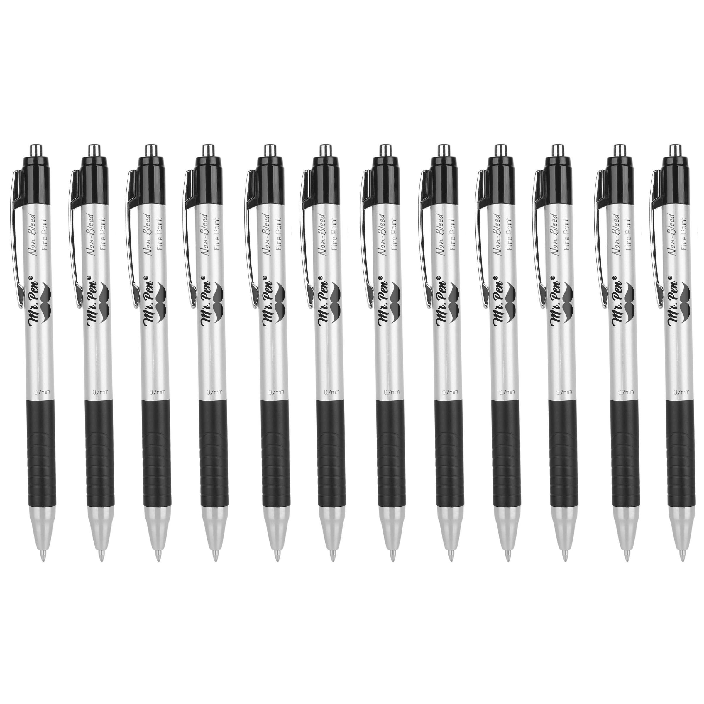 Mr. Pen - 12 Pack Black Fast-Drying No-Smear Ballpoint Pens, Fine Point No-Bleed Through for Bible Study, Journaling & Planning - Premium Writing Pens for Office, School & Daily Use