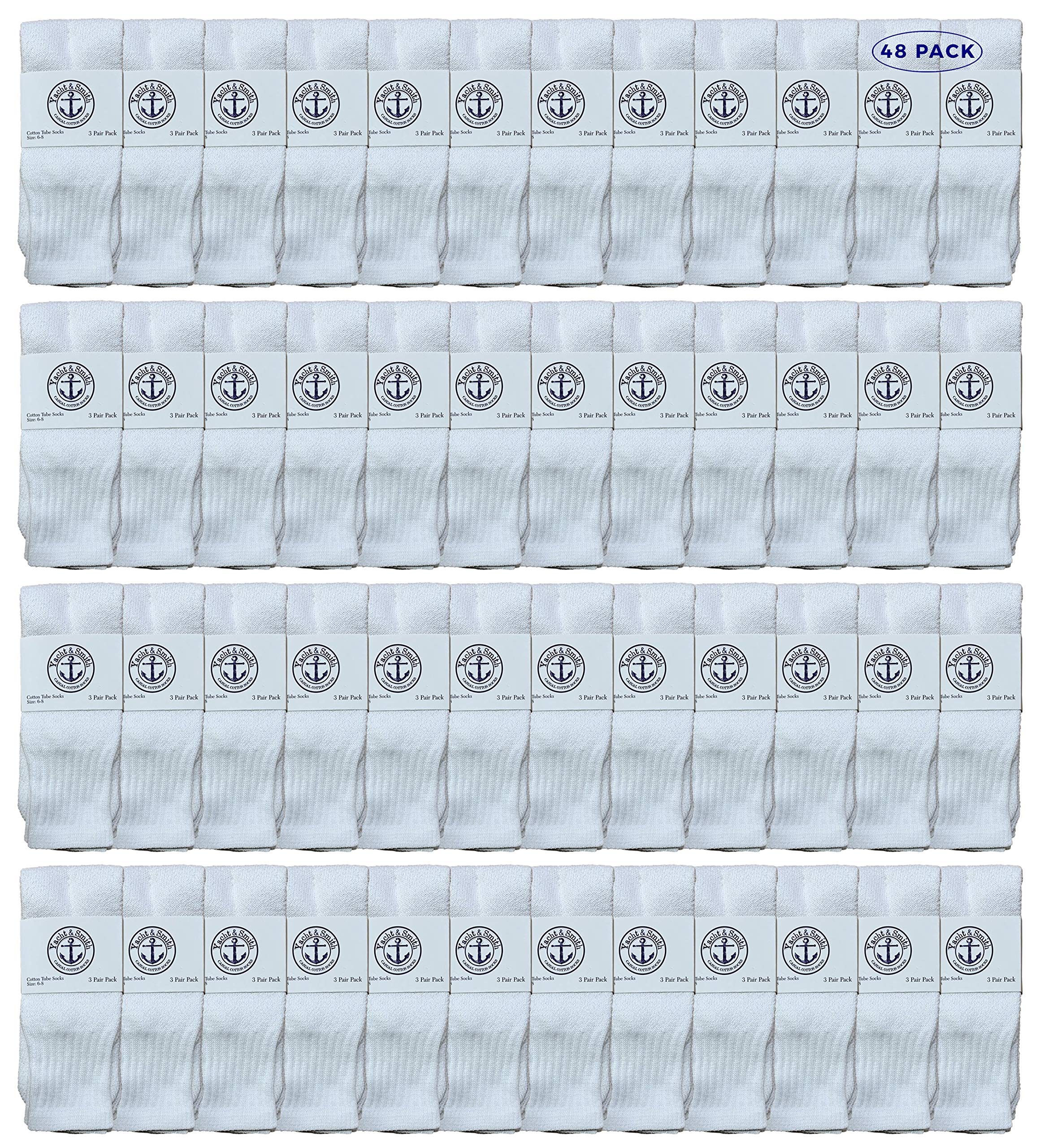 **Yacht & Smith 17 Inch Wholesale Kids Tube Socks - Soft Cotton Children's Socks for Boys & Girls (Size 6-8) - Perfect for School, Sports & Everyday Wear**