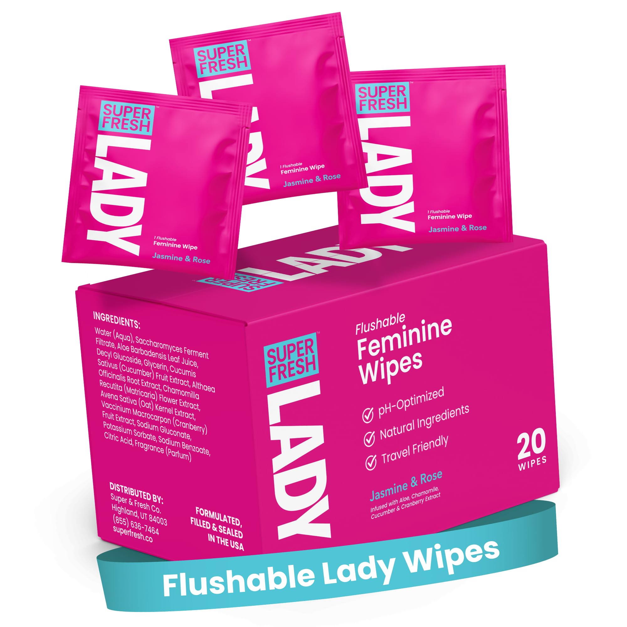 Lady Parts Feminine Wipes | Flushable pH-Balanced Wet Wipes for Women | Gentle Cleansing for Intimate Areas, Body & Face | Travel-Friendly Personal Hygiene Wipes | Stay Fresh On-The-Go | Pack of 20 | Perfect for Gym, Travel & Daily Freshness