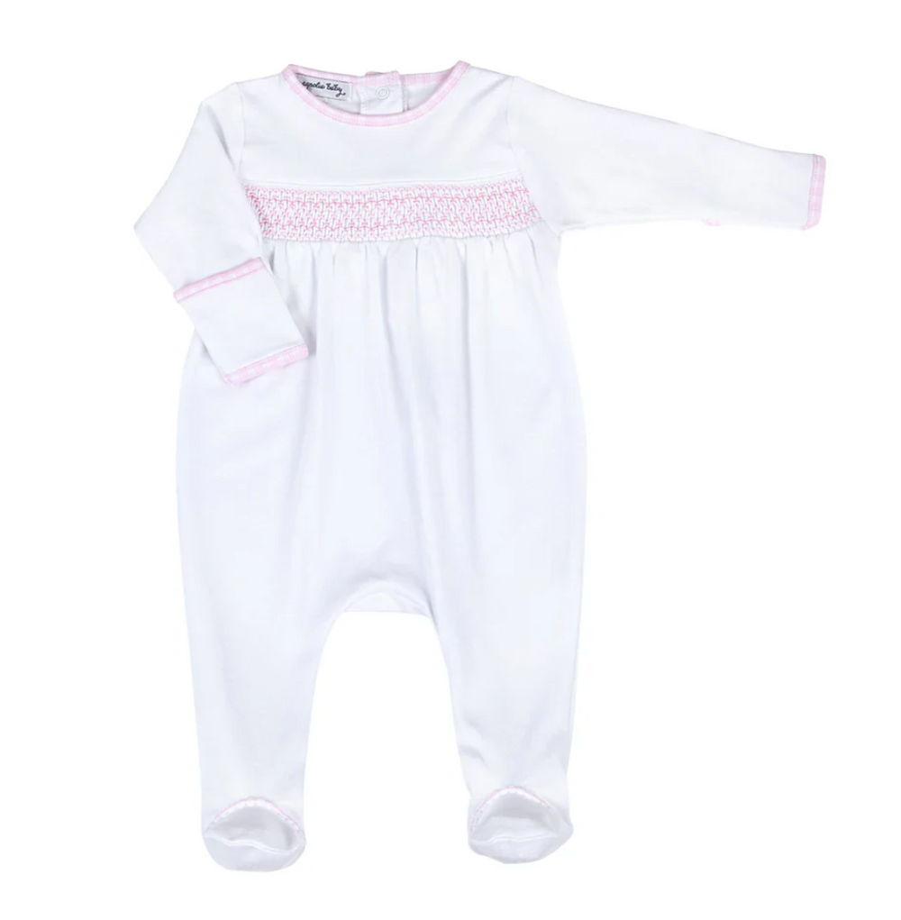 New Beginnings Smocked Footie Baby Romper - Soft Pink Cotton One-Piece for Newborns & Infants | Perfect for Photos, Gifts & Everyday Wear