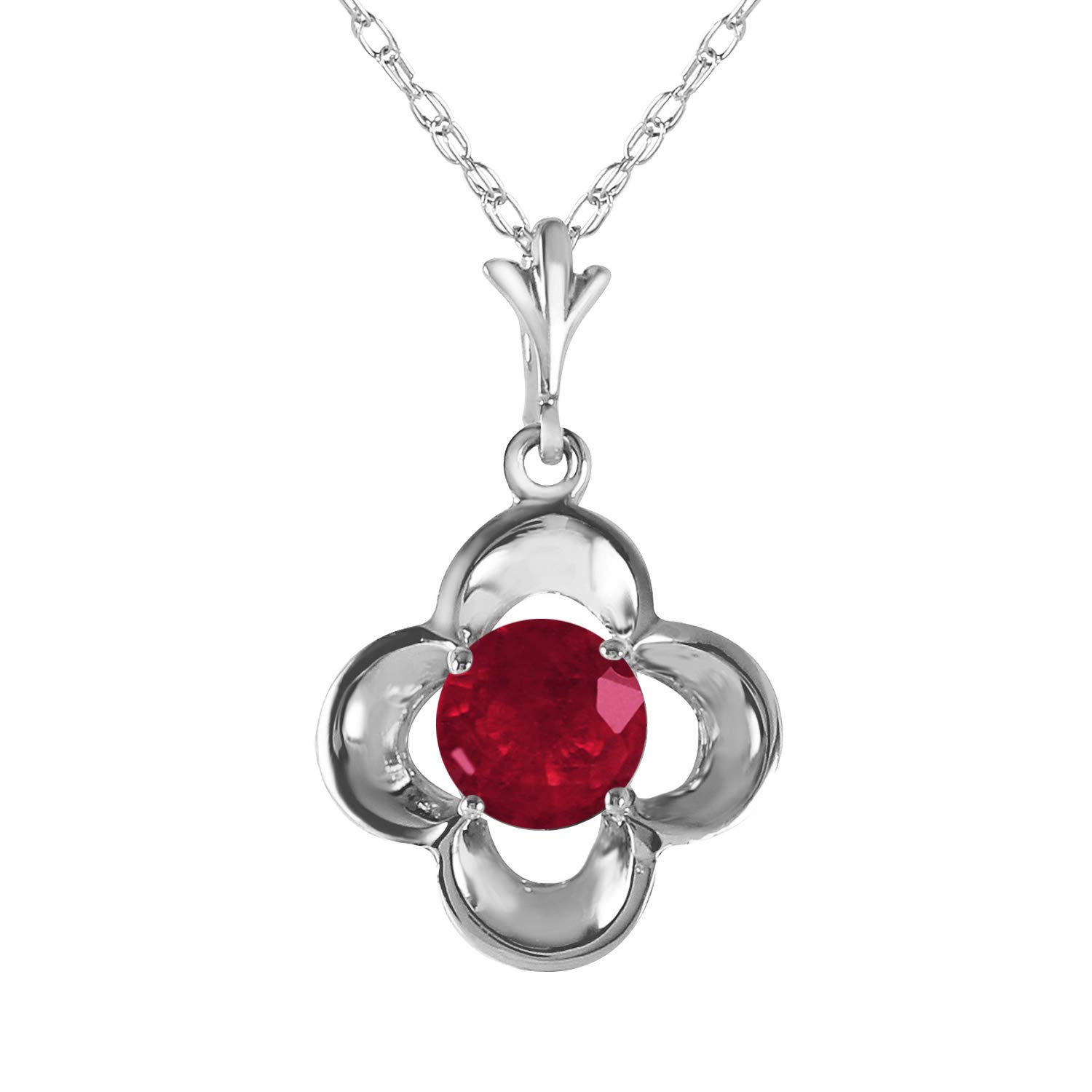 14K Solid White Gold Ruby Pendant Necklace - 0.55 ct Galaxy Gold GG - Elegant Jewelry Gift for Women, Perfect for Anniversaries, Birthdays & Special Occasions