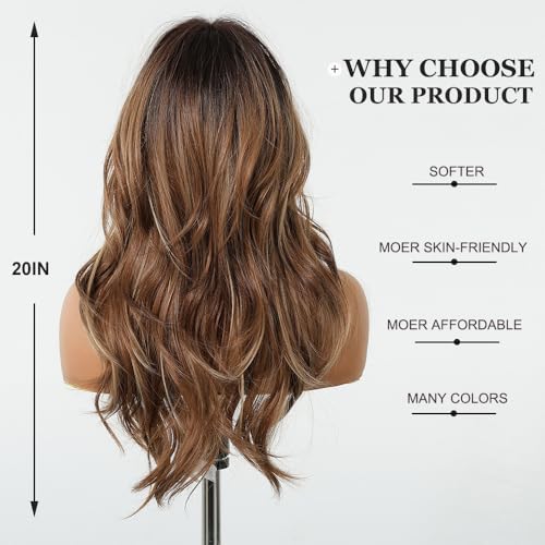 Frosted Ombre Curtain Bangs Long Layered Heat Resistant Synthetic Wig for Women - Perfect for Cosplay, Daily Wear & Special Occasions