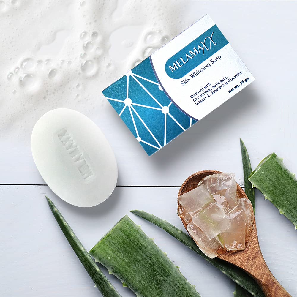 Melamaxx Skin Whitening Soap - 75g Natural Brightening Bar for Face & Body | Dark Spot Corrector, Even Skin Tone | Perfect for Daily Skincare Routine & Glowing Complexion
