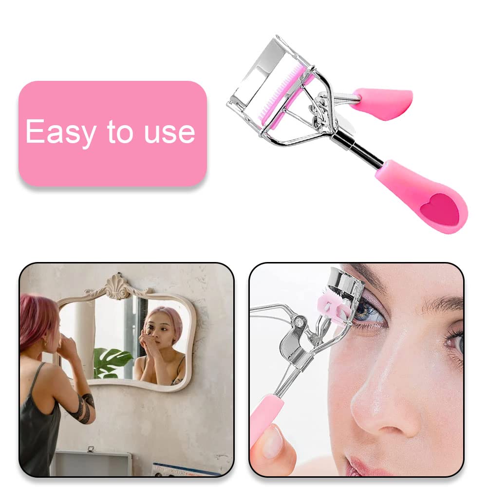 2 Pcs Eyelash Clips with Built-in Comb - Professional Eyelash Curlers for Home, Salon & Makeup Artists | Perfect for Lash Extensions, False Lashes & Daily Makeup Routine (Random Color)