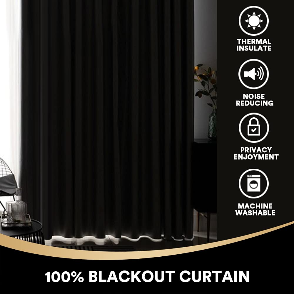 PrinceDeco 100% Blackout Thermal Insulated Curtains 108 Inches Long - Energy Saving Black Liner, Anti-Rust Grommet, 2 Panels (52x108 in, Greyish White) - Perfect for Bedrooms, Home Theater & Light-Sensitive Sleepers