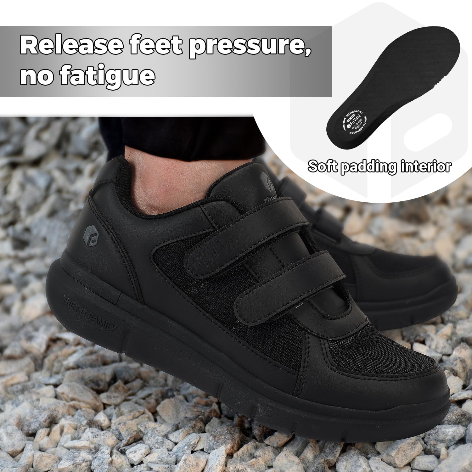 FitVille Men's Extra Wide Diabetic Shoes for Neuropathy & Swollen Feet - Pain Relief Comfort Walking Shoes with Adjustable Closure - Ideal for Daily Wear, Work & Outdoor Activities