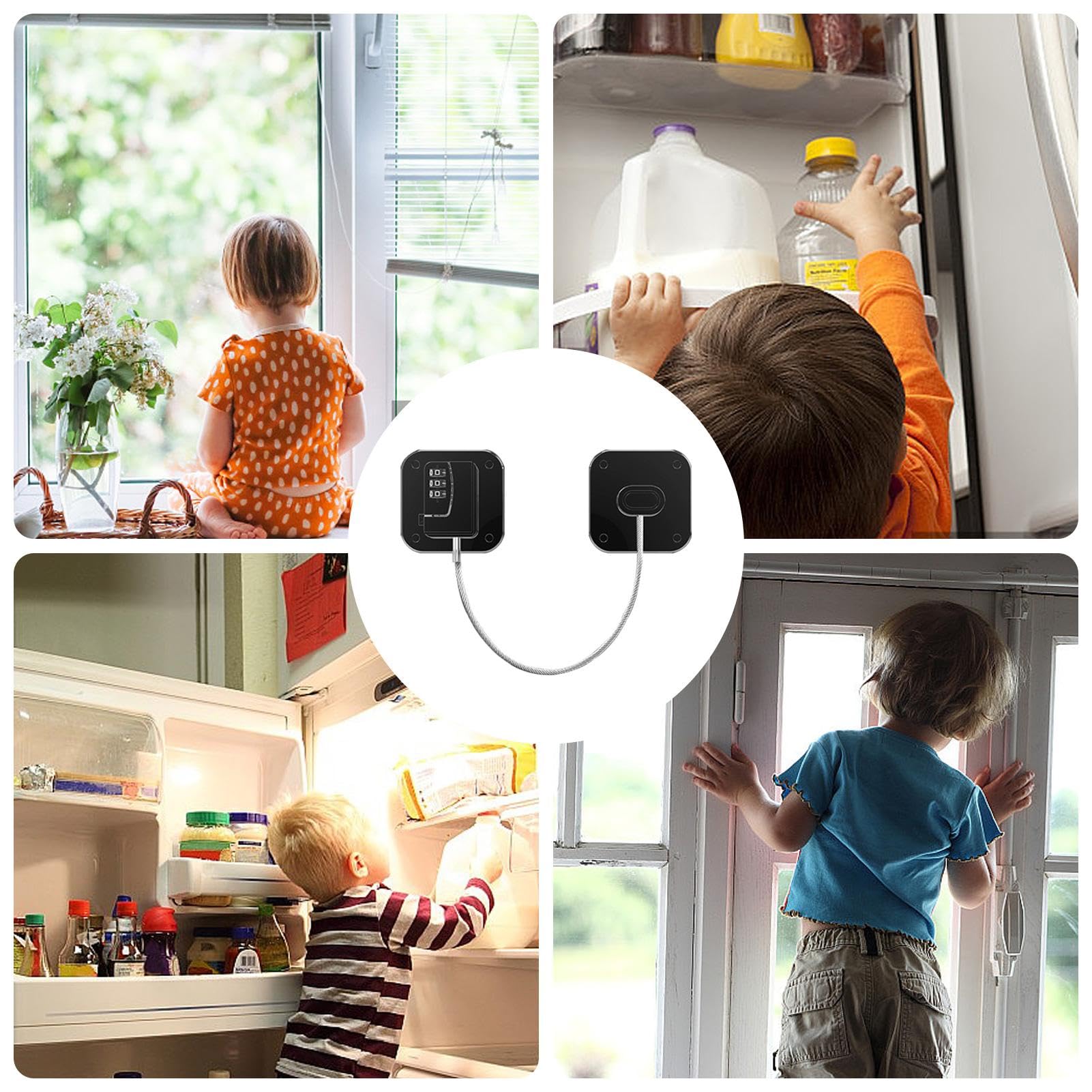 Shakven Child Proof Fridge Lock - Self Adhesive No Drill Baby Safety Locks for Refrigerator, Window Cabinets & More | Secure Password Protection for Homes with Toddlers (Perfect for Kitchen Safety & Childproofing)